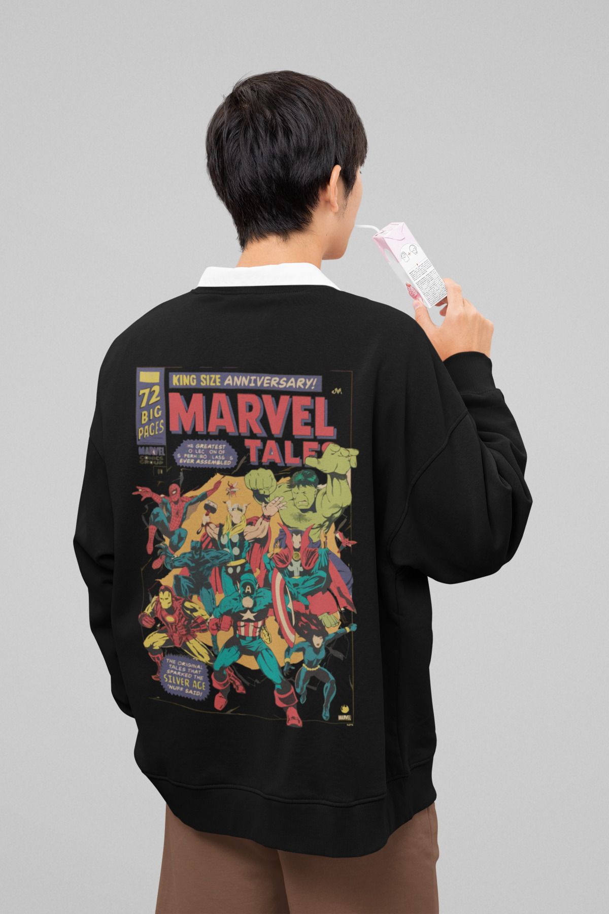 SEVBANO Marvel Tale Vintage Kahramanlar Baskılı Unisex Oversize Avengers Sweatshirt