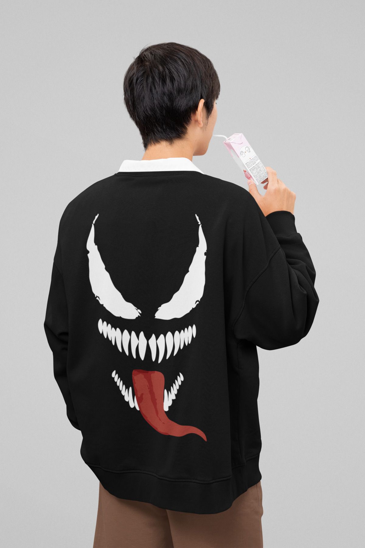 SEVBANO Tasarım Venom Baskılı Unisex Oversize Film Sweatshirt