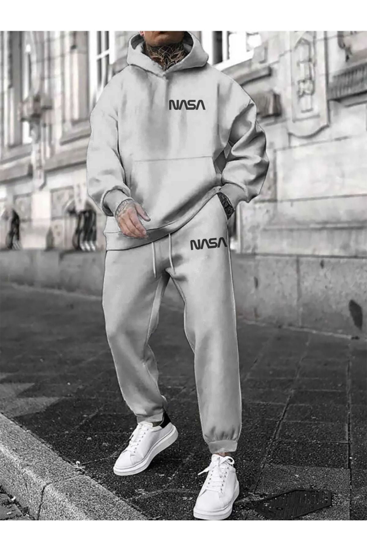 FoxSkin Sportswear&Company Nasa Yazılı Baskılı Sweatshirt & Eşofman Unisex Alt Üst Takımı