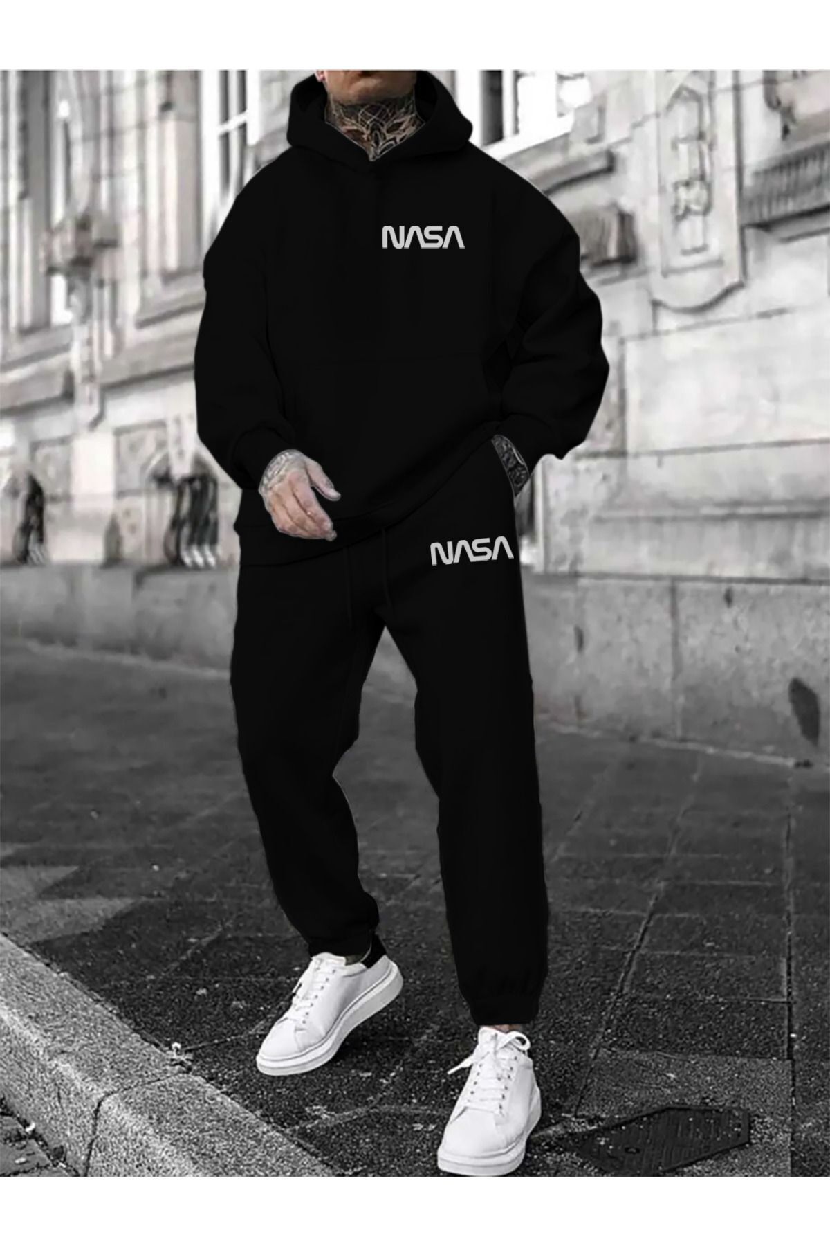 FoxSkin Sportswear&Company Nasa Yazılı Baskılı Sweatshirt & Eşofman Unisex Alt Üst Takım