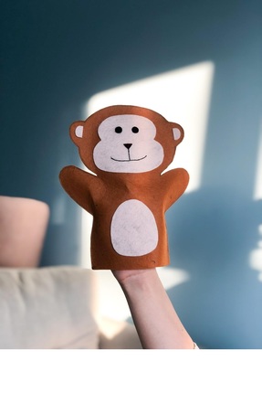 B&M Maymun Figürlü Kahverengi El Kuklası - Keçe Eğitici Hayvan Kukla - Özel T...