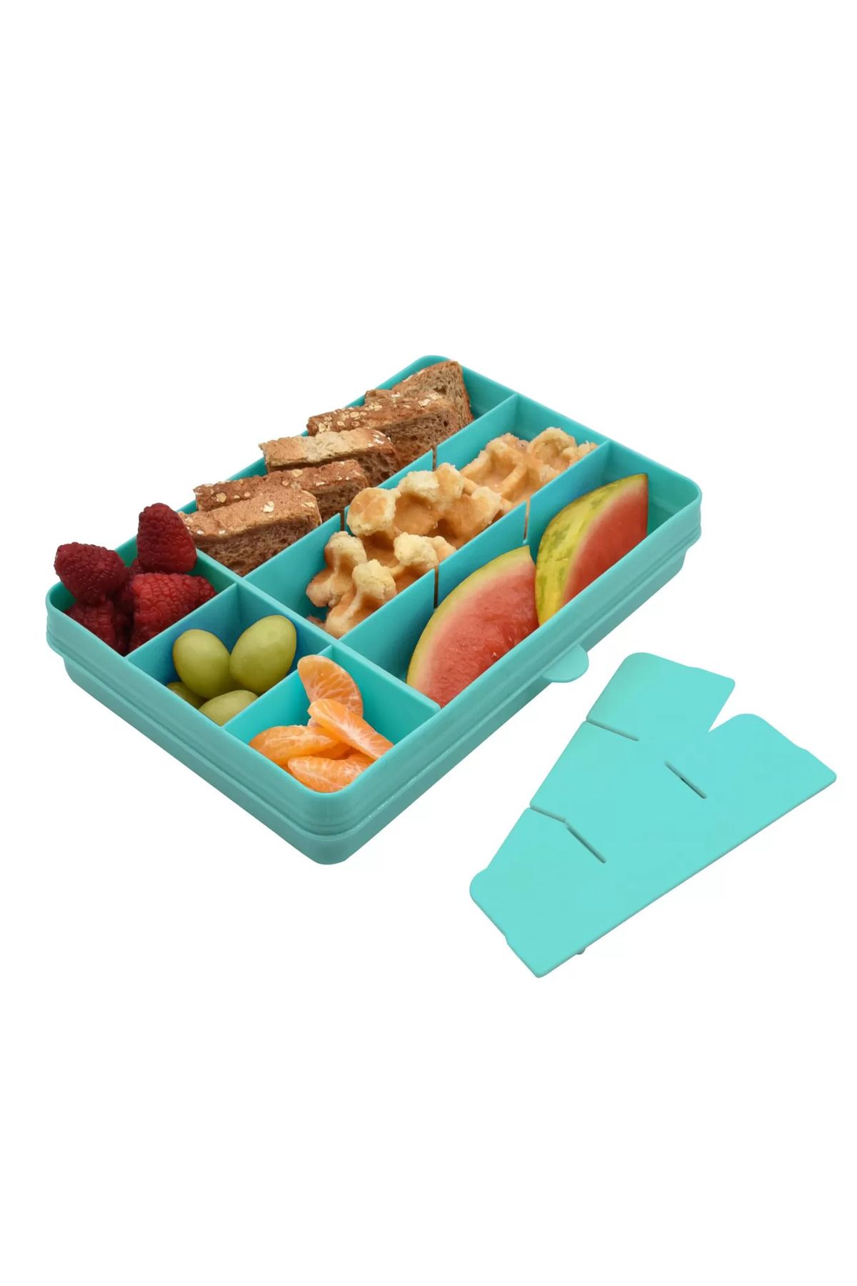 Melii-Snackle Food Container with Removable Divider Turquoise 4oz 6