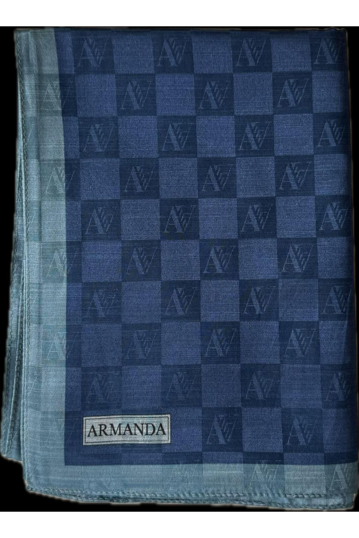 ARMANDA-Checkers Monogram Shawl 3370-Navy 1