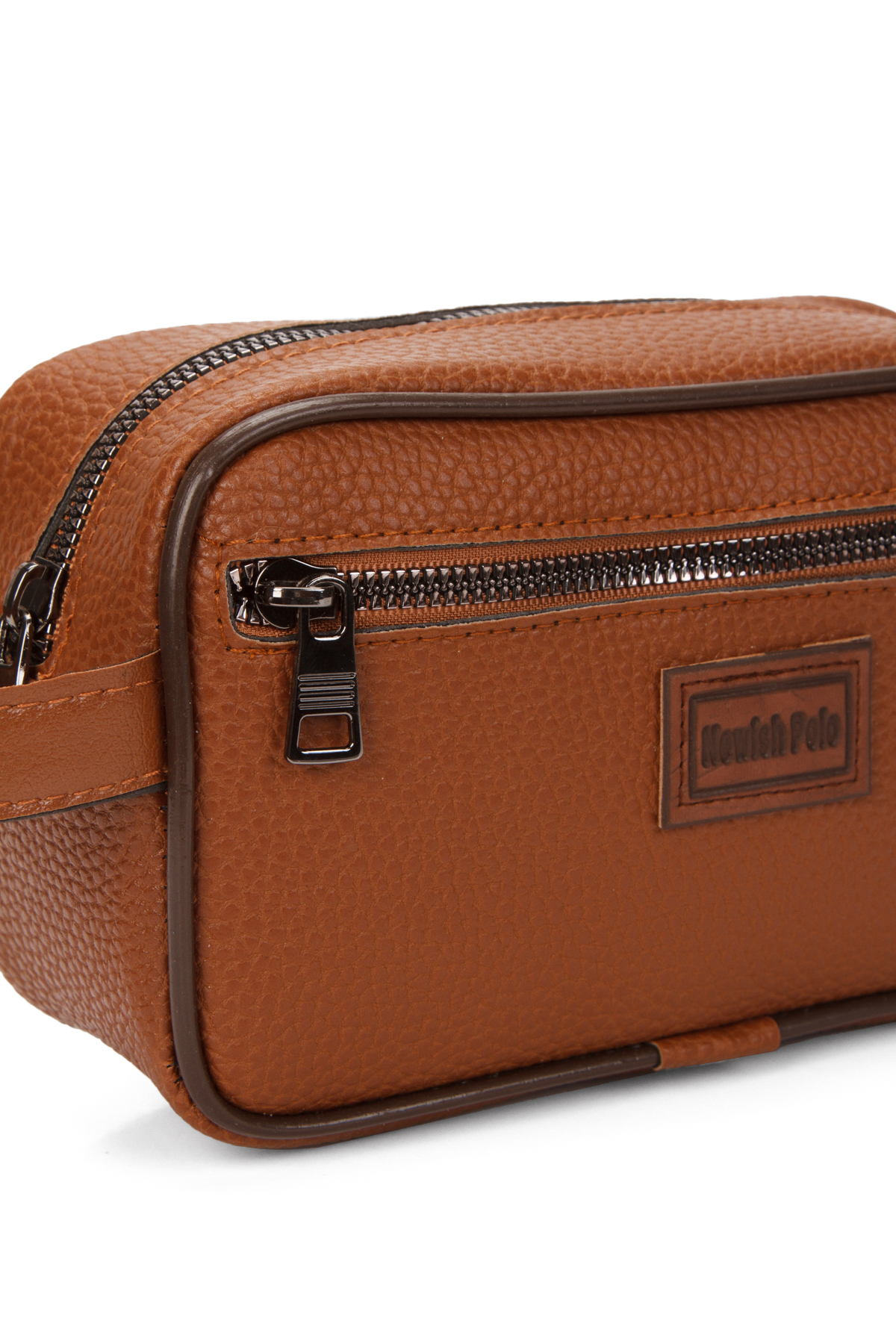 Newish Polo Erkek Deri Portföy Clutch El Çantası Taba görsel 3