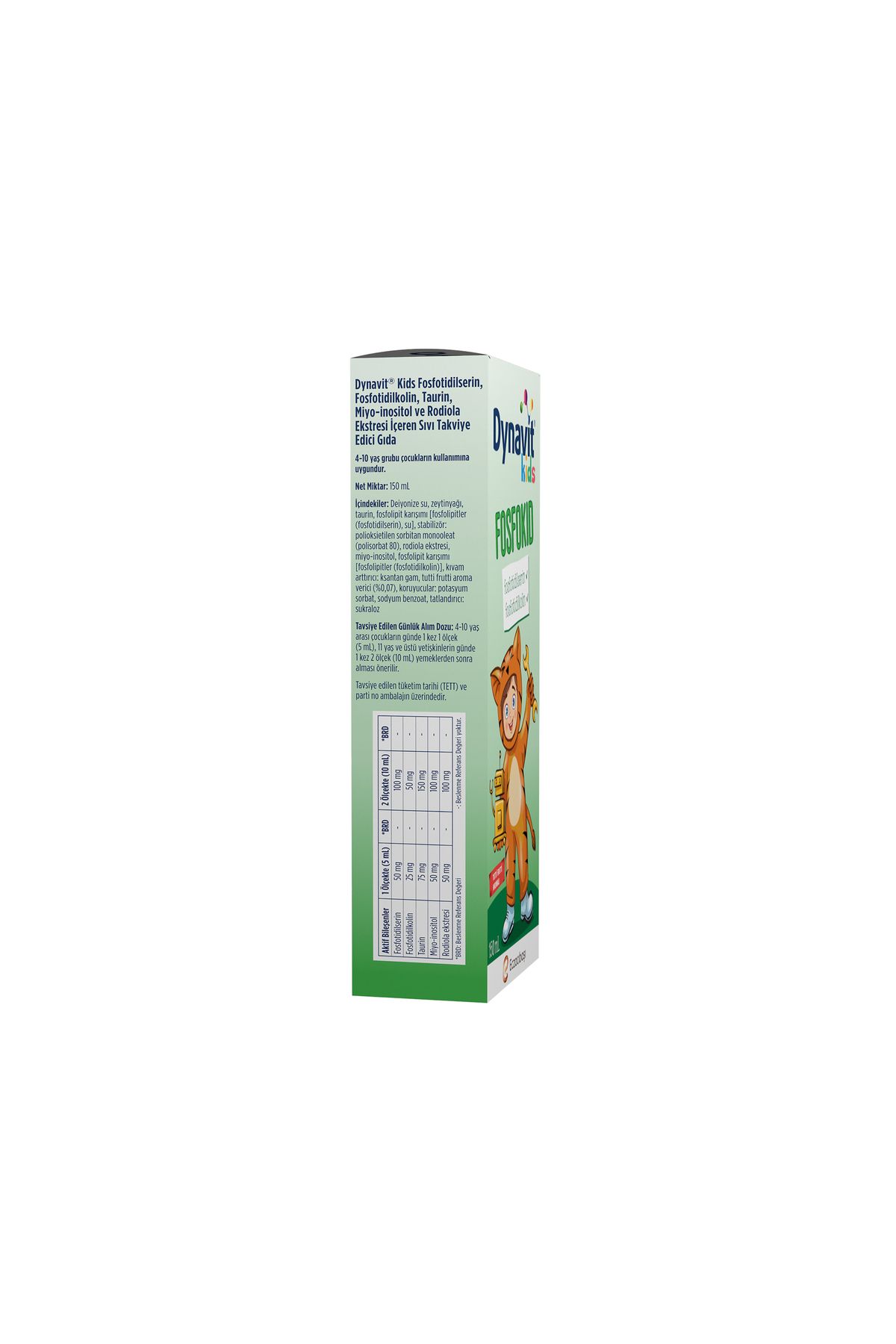 Dynavit-Kids Fosfocid - 150 ml Syrup, Support Mental Development and Concentration, Phosphatidilserine & Taurine 4
