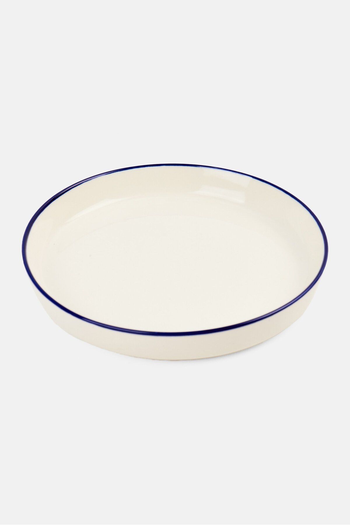 Muy Mucho-Lunch Plate With Blue Rim, White 2