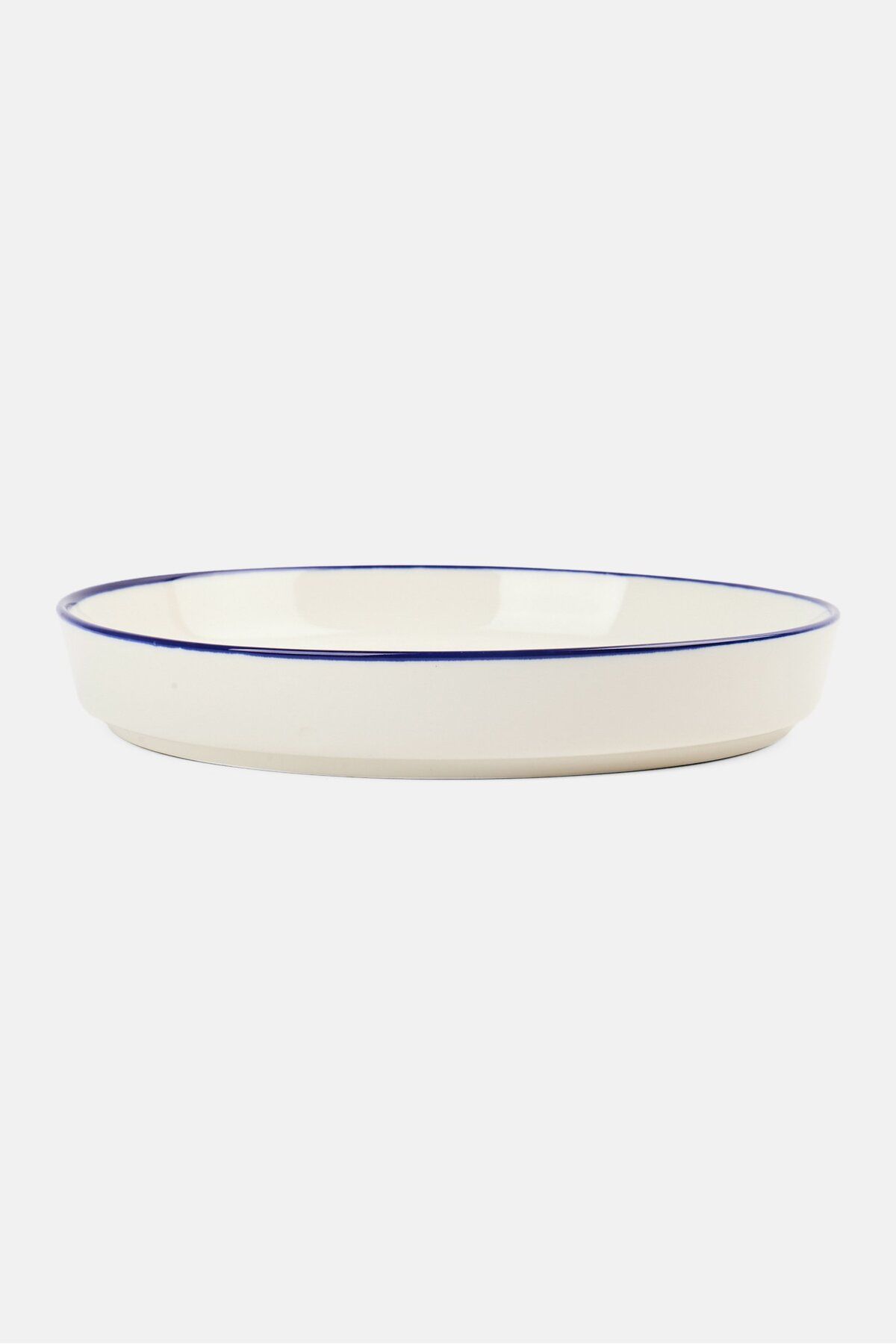 Muy Mucho-Lunch Plate With Blue Rim, White 1