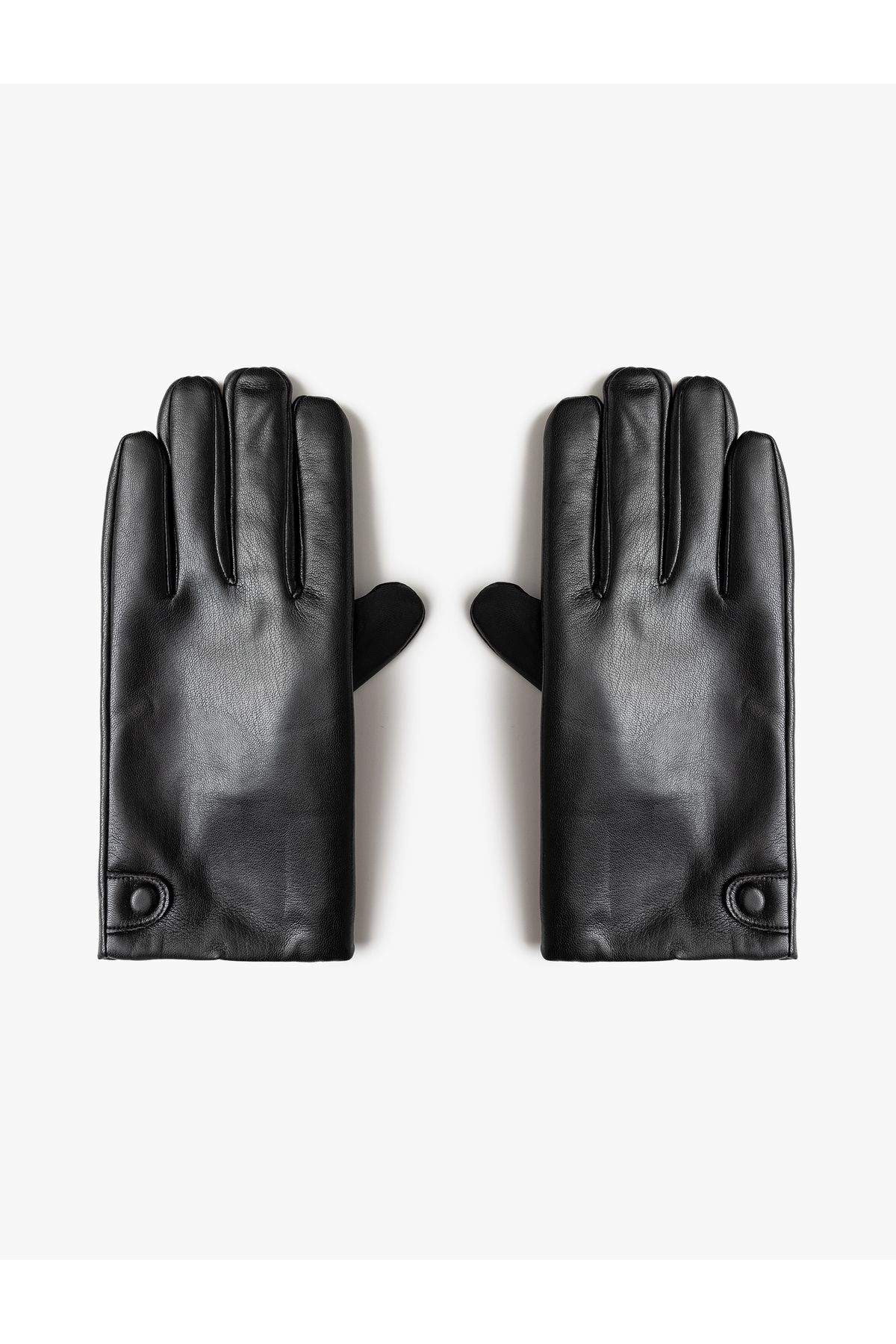 Koton-Faux Leather Gloves with Snap Button Detail 1