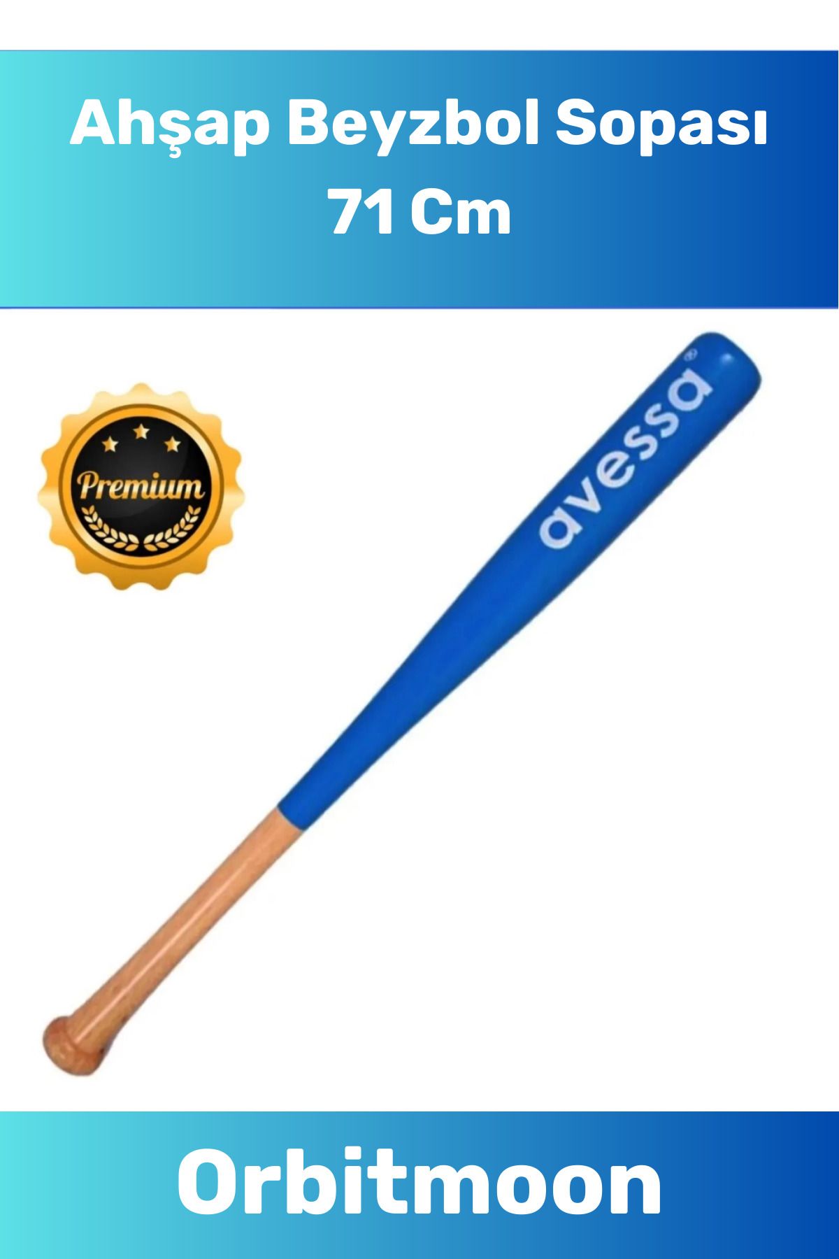 Orbitmoon Premium Üretim Kırılmaz Kaliteli Mükemmel Kavrayışlı Ahşap 28 inc Baseboll Beyzbol Sopası 71 Cm
