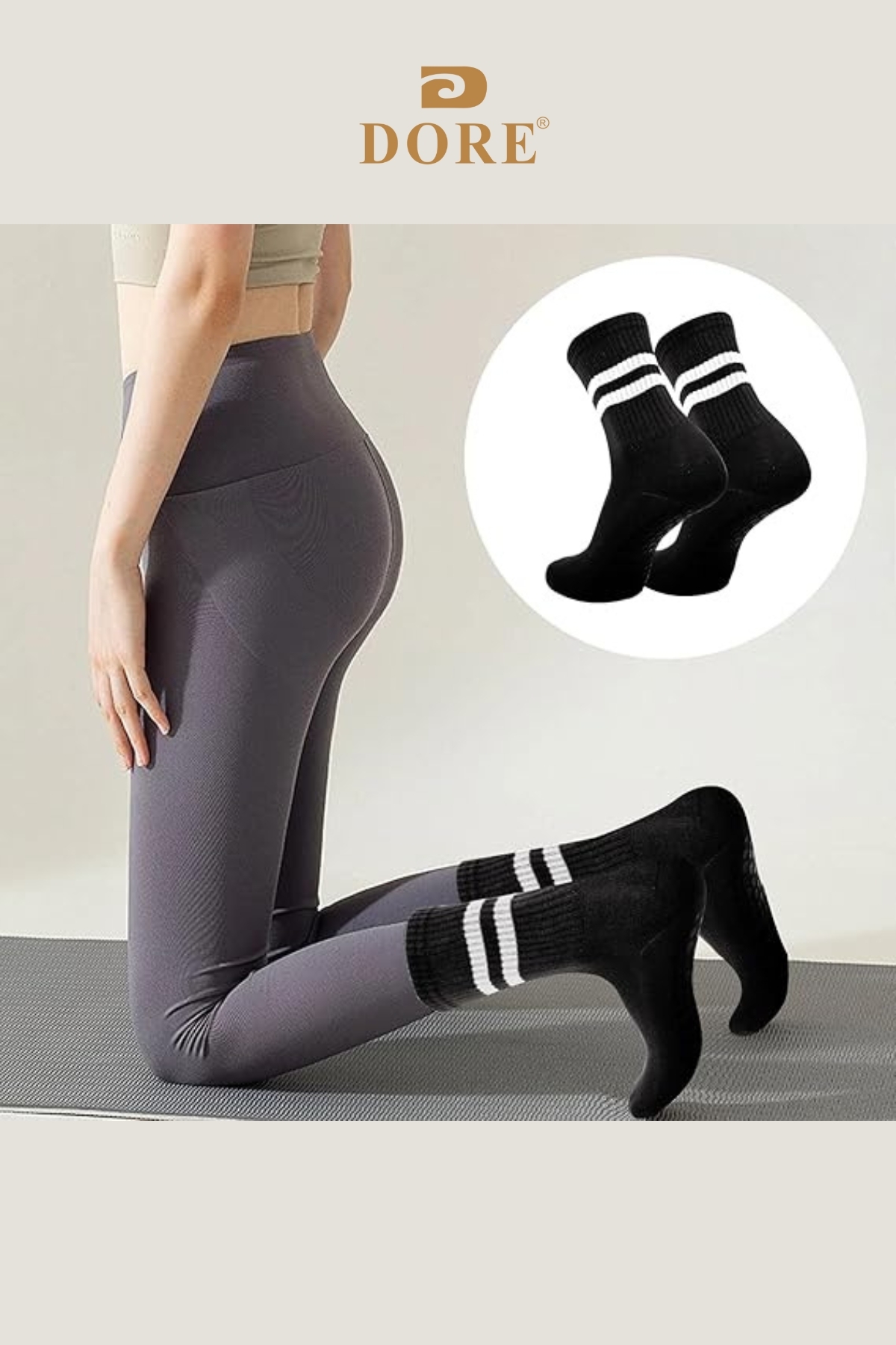 Dore Orijinal 3 Çift Kaymaz Tabanlı Pilates Yoga Reformer Dans Fitness Aktivite Spor Çorabı Ultra Safe Kaydırmaz Taban Pamuklu Esnek Konforlu 3'lü Set - Unisex Standart Beden 36-42 | Siyah Beyaz Pembe görsel 5
