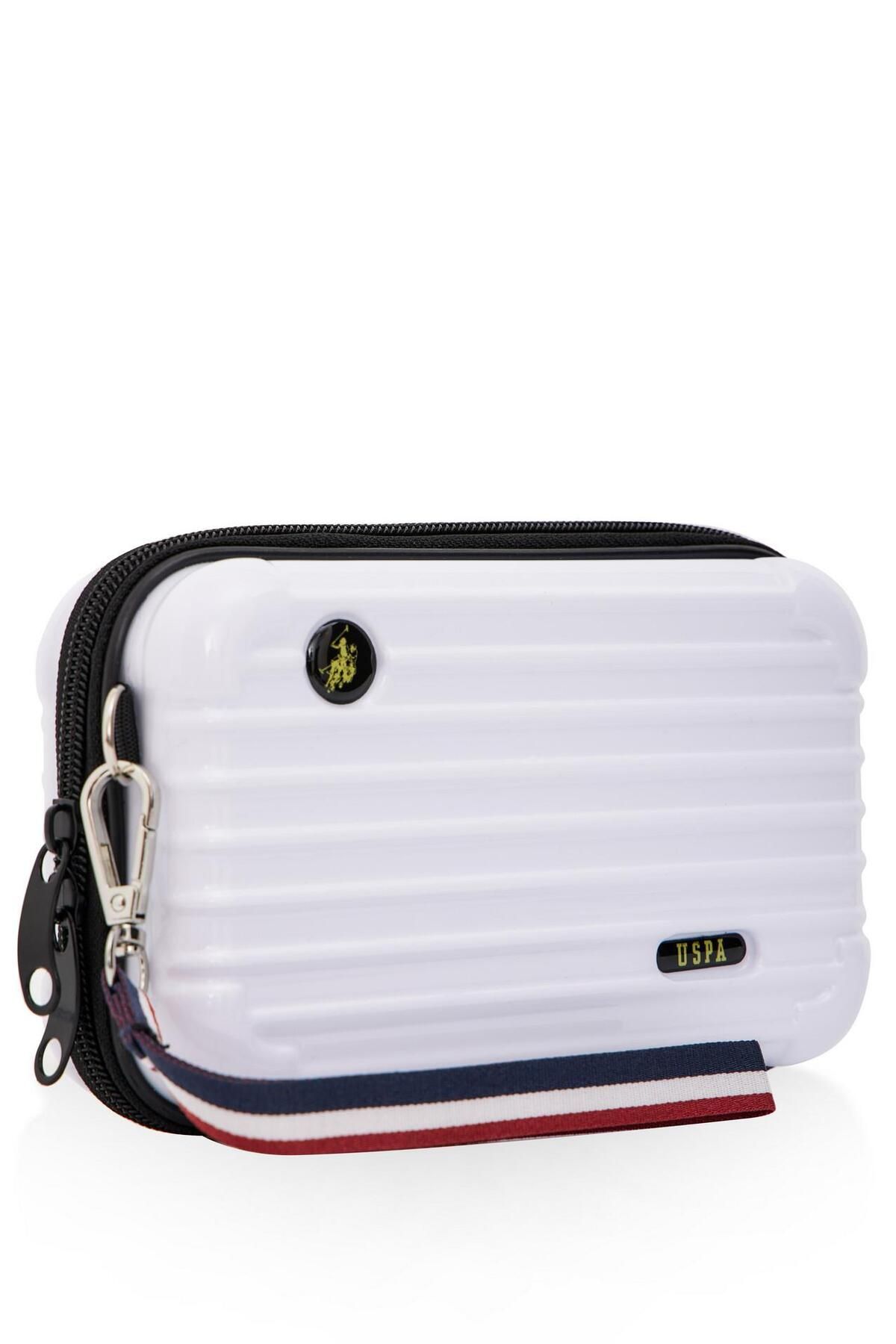 کیف پورتفولیو و کلچ خاکستری زنانه کیسه آرایش سفید اورجینال U.S. Polo Assn.