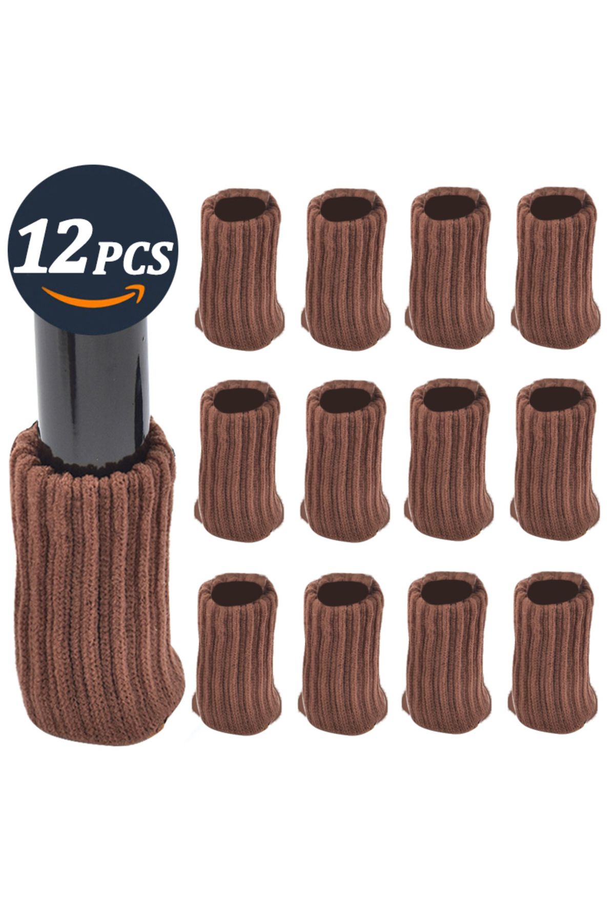 Choice-12PCS Brown 16PCS Furniture Feet Knitted Protectors Chair Legs Floor Anti-Slip Pads Table Legs Socks 1