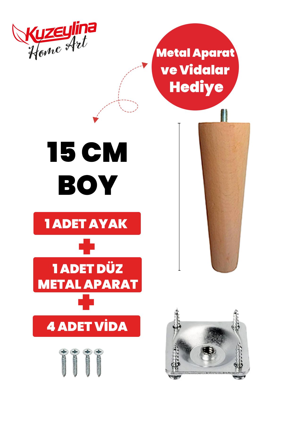 Mikasso Koltuk ayağı Baza ayağı-sehpa ayağı Mobilya ayağı Ahşap ayak Uzunluk: 15 Çap:3.6 cm 1 adet Kahveren