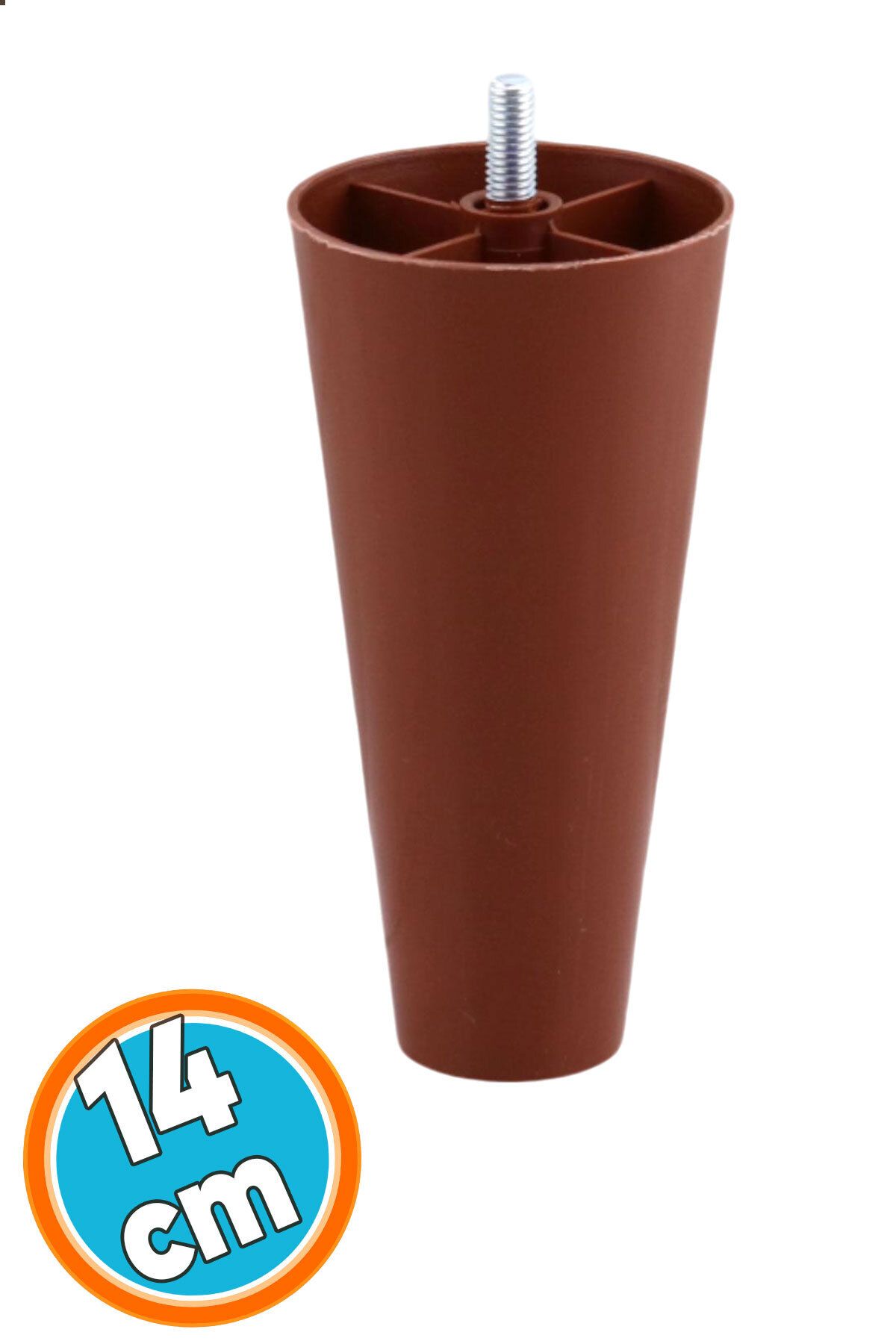 Mikasso Mobilya Yükseltici Sehpa Kanepe TV Ünitesi Koltuk Ayağı Baza Ayakları Kahve Düz Plastik Ayak 14 cm K