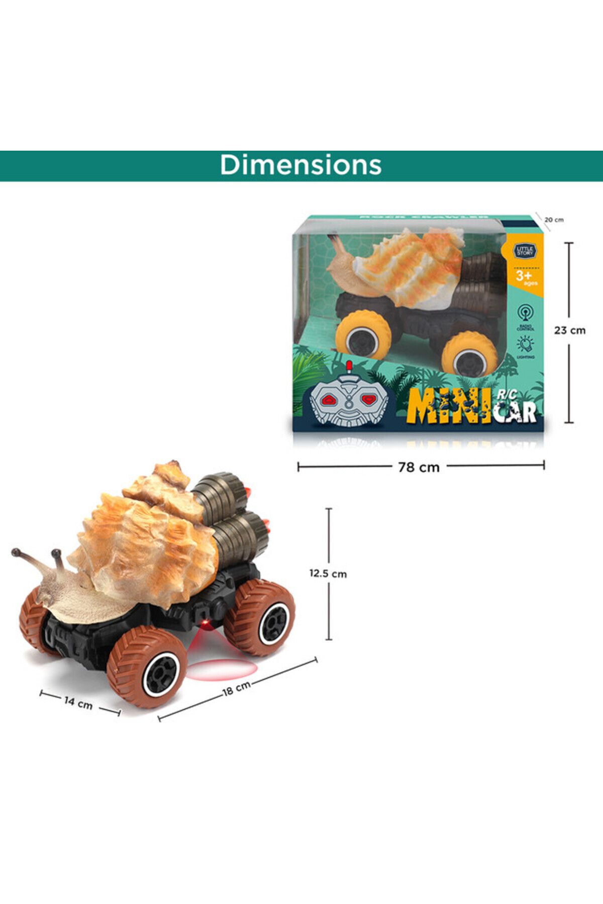 Little Story-Kids Toy 2 Channel Snail Car wt Remote Control-Brown 3