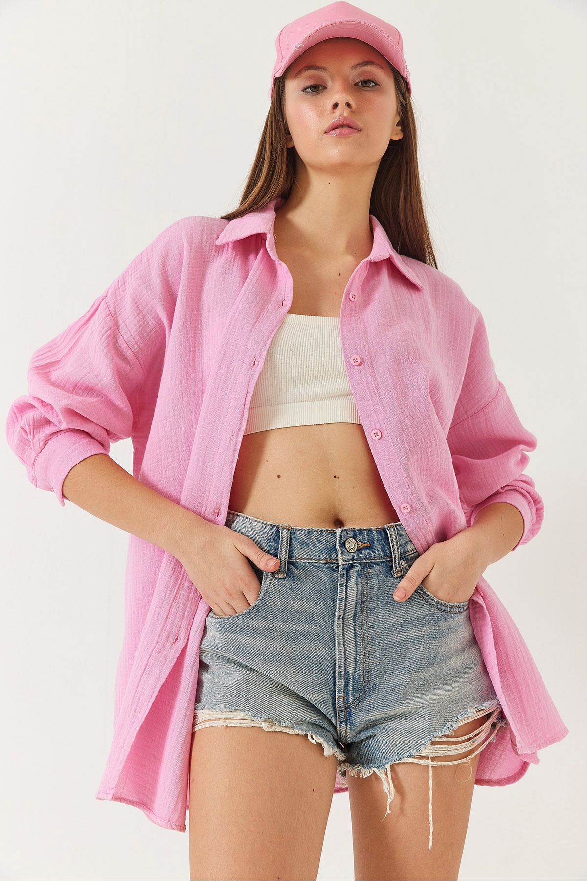 Bianco Lucci-Γυναικείο πουκάμισο μουσελίνας Oversize 2025 60271021 4