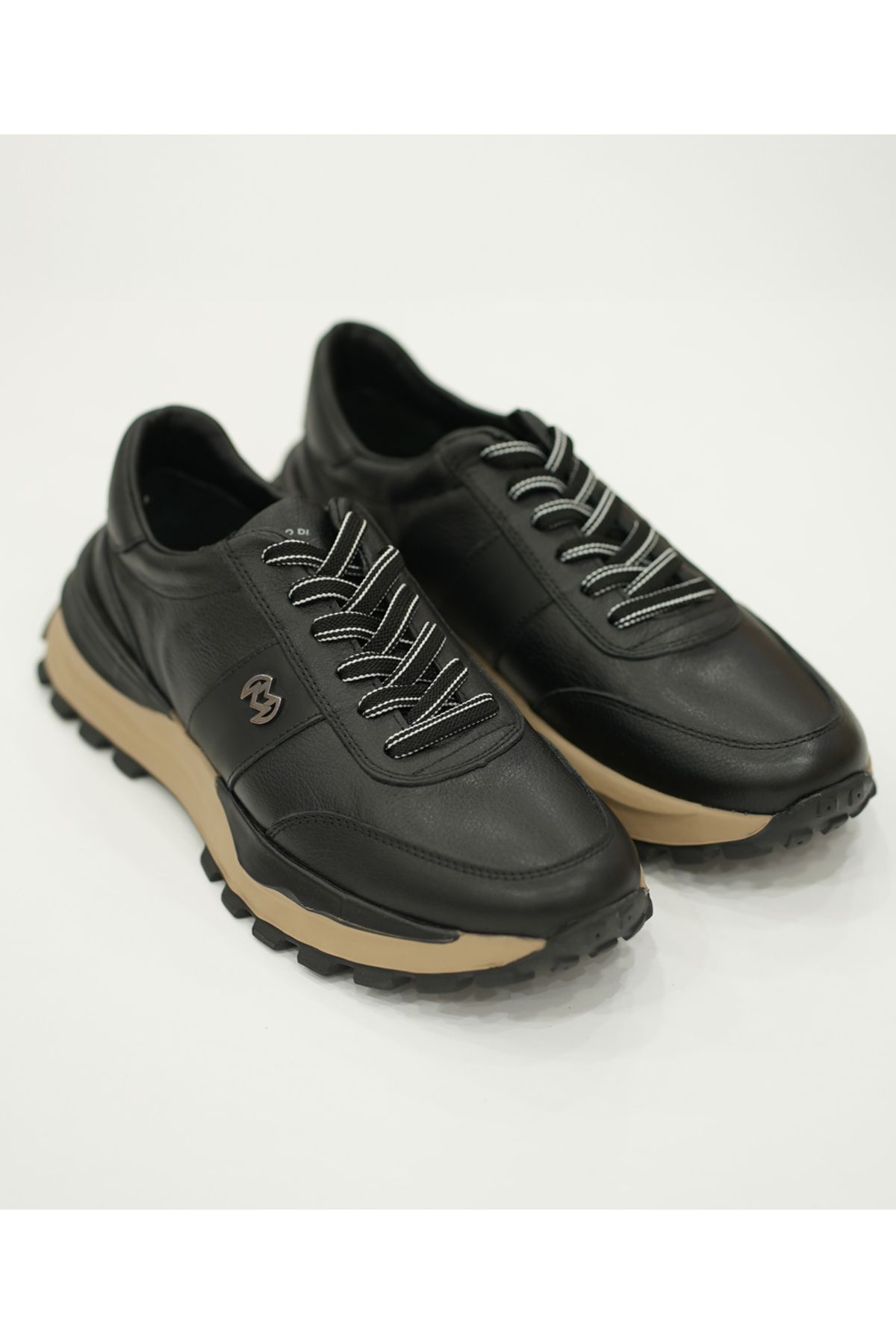 MARCOMEN-Men's Genuine Leather Sneakers with Black Laces 1