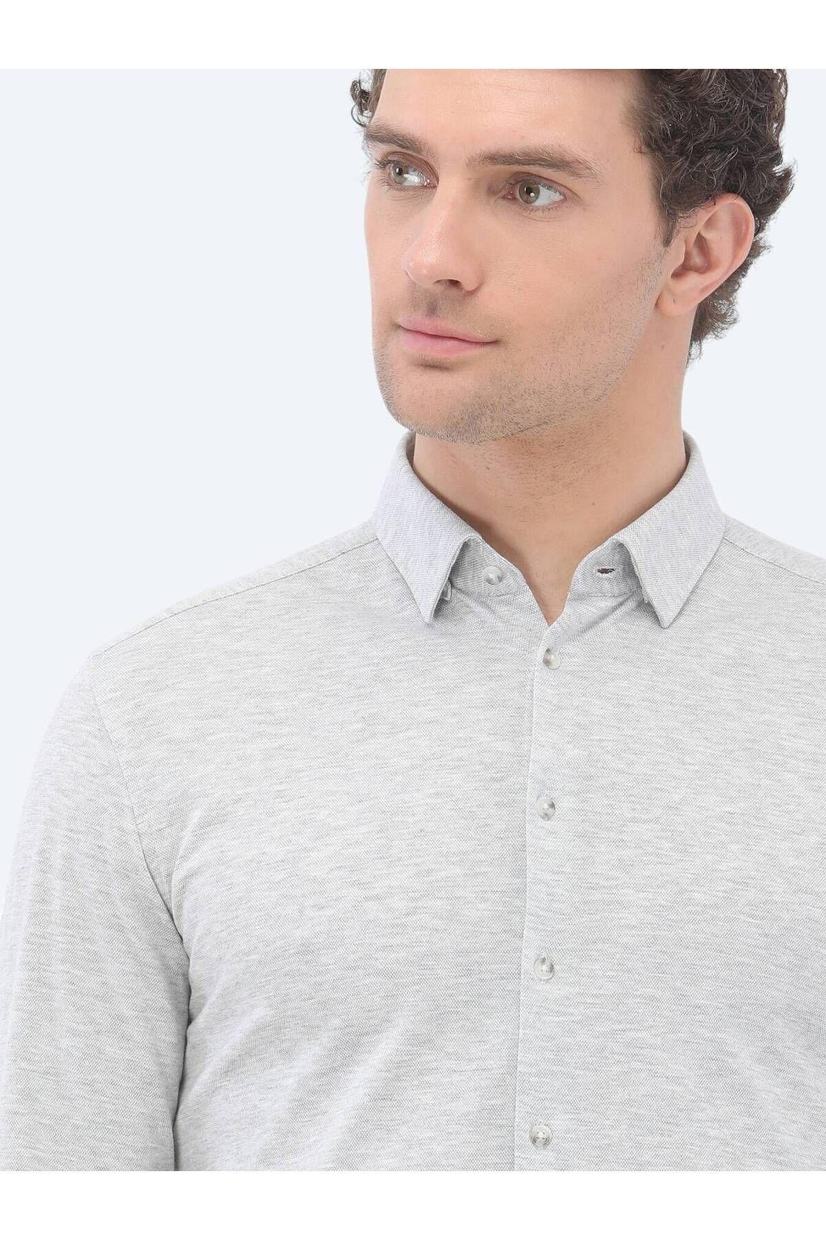 Kip-Gray Slim Fit Casual 100% Cotton Shirt 3