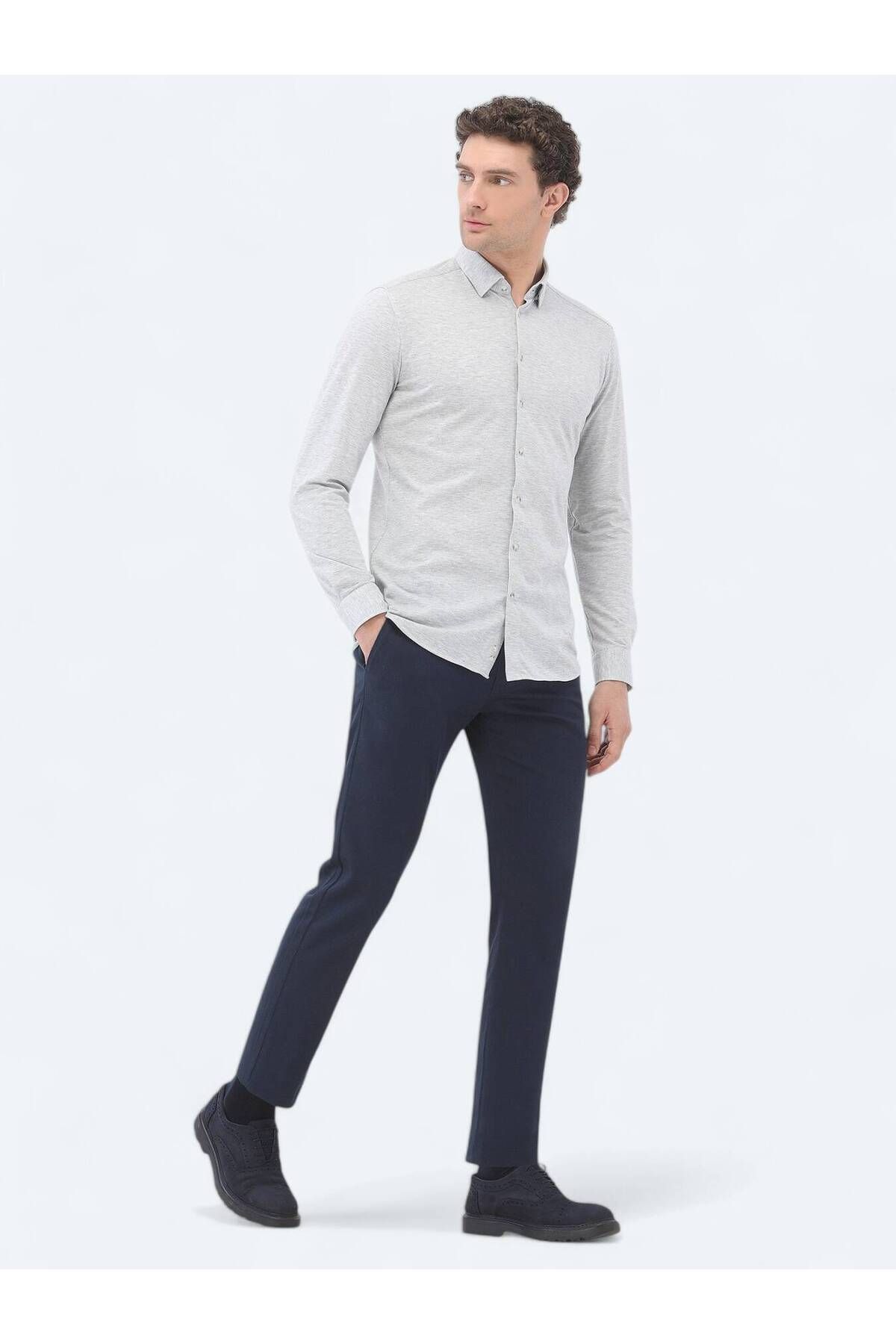 Kip-Gray Slim Fit Casual 100% Cotton Shirt 2