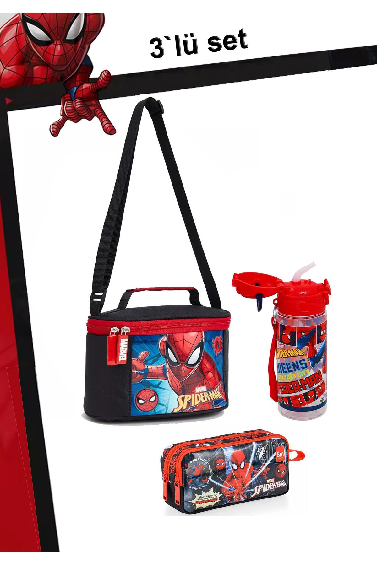 SPIDERMAN-Spiderman Licensed Lunch & Water Bottle Pen Bag Set (3L) 1