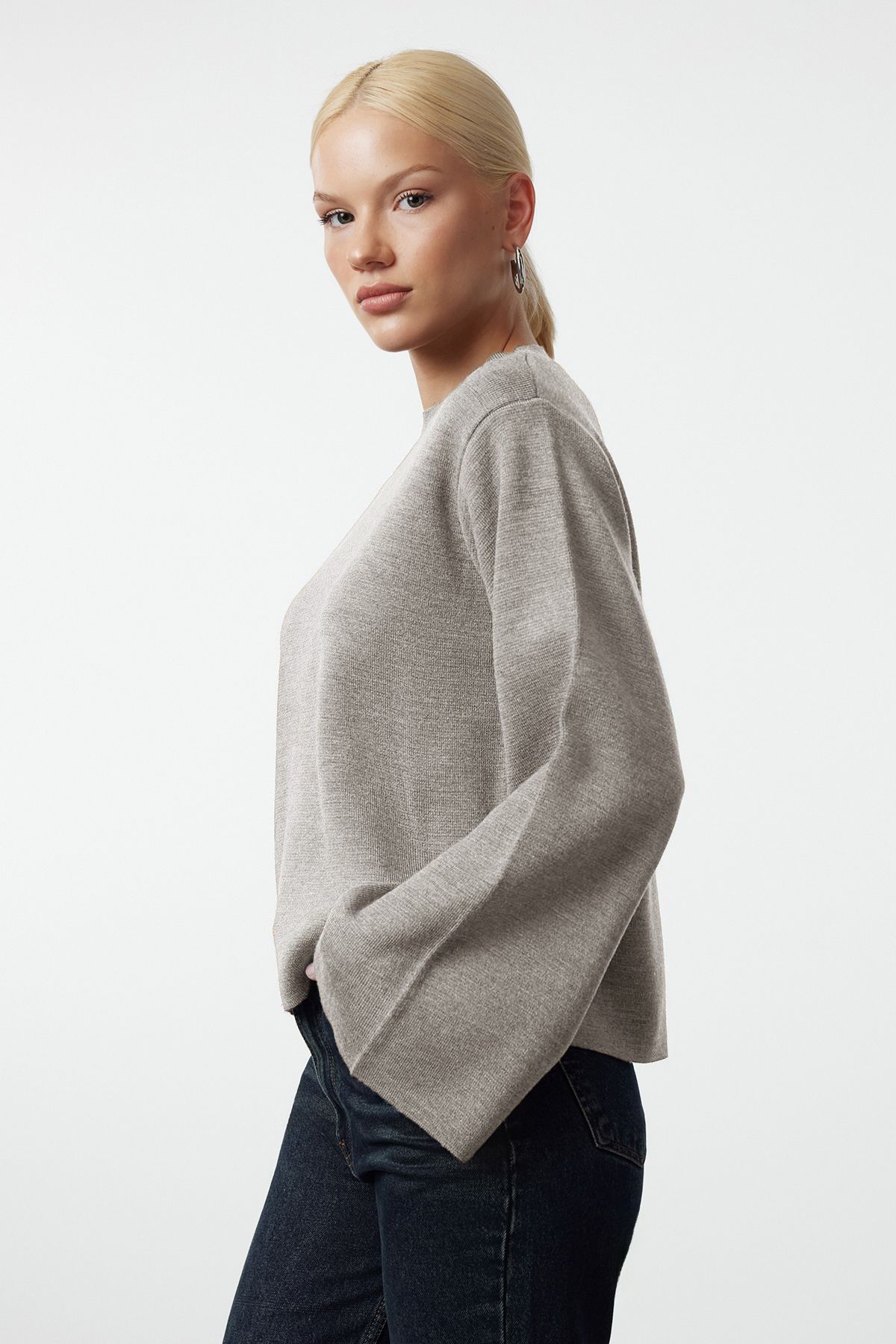 Trendyol Collection Stone More Sustainable Basic Knitwear Sweater Twoaw25kz00313 Kobieta - M