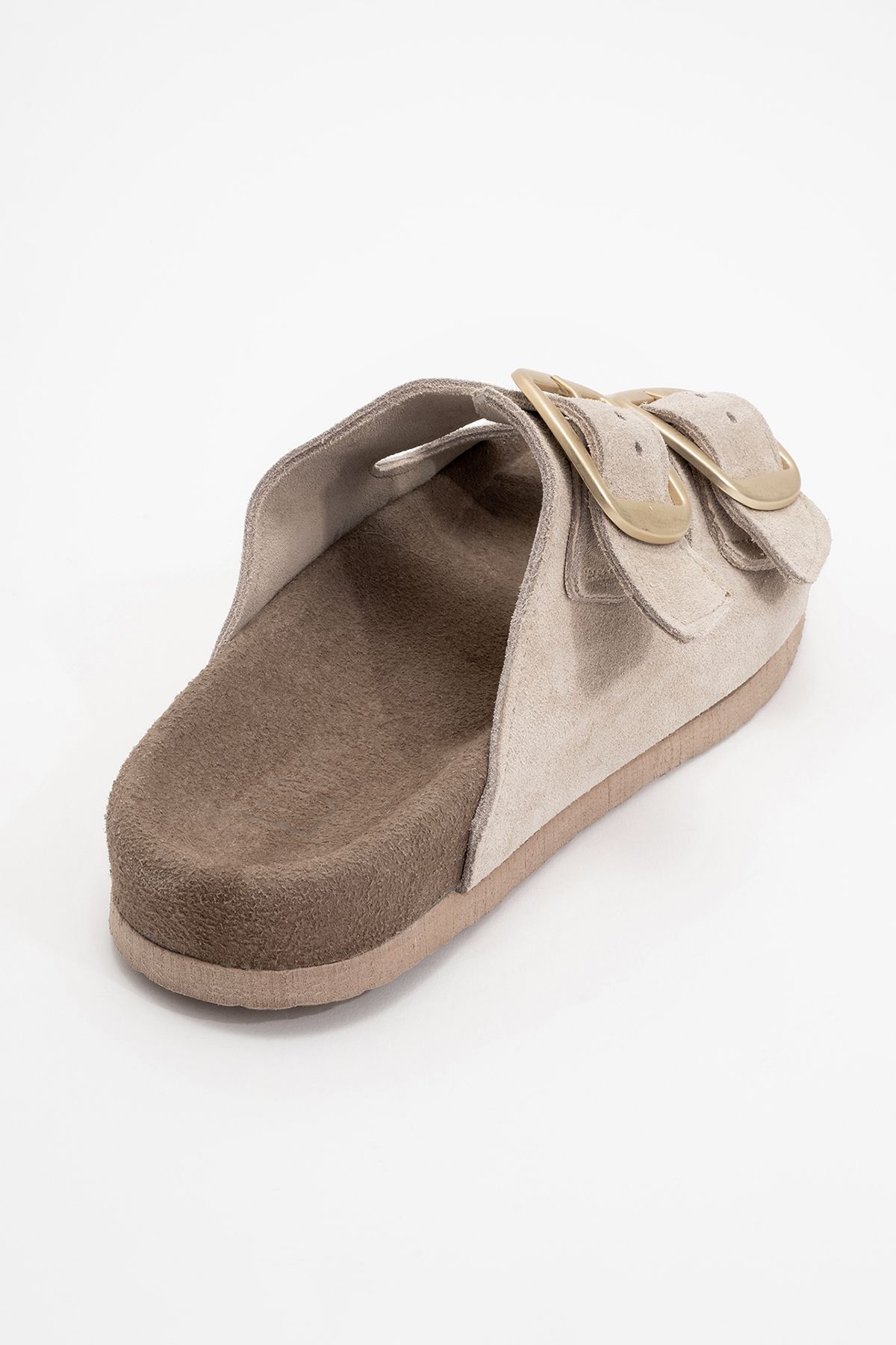 دمپایی نود زنانه جیر بژ نور اوستا چرمی واقعی زن luvishoes