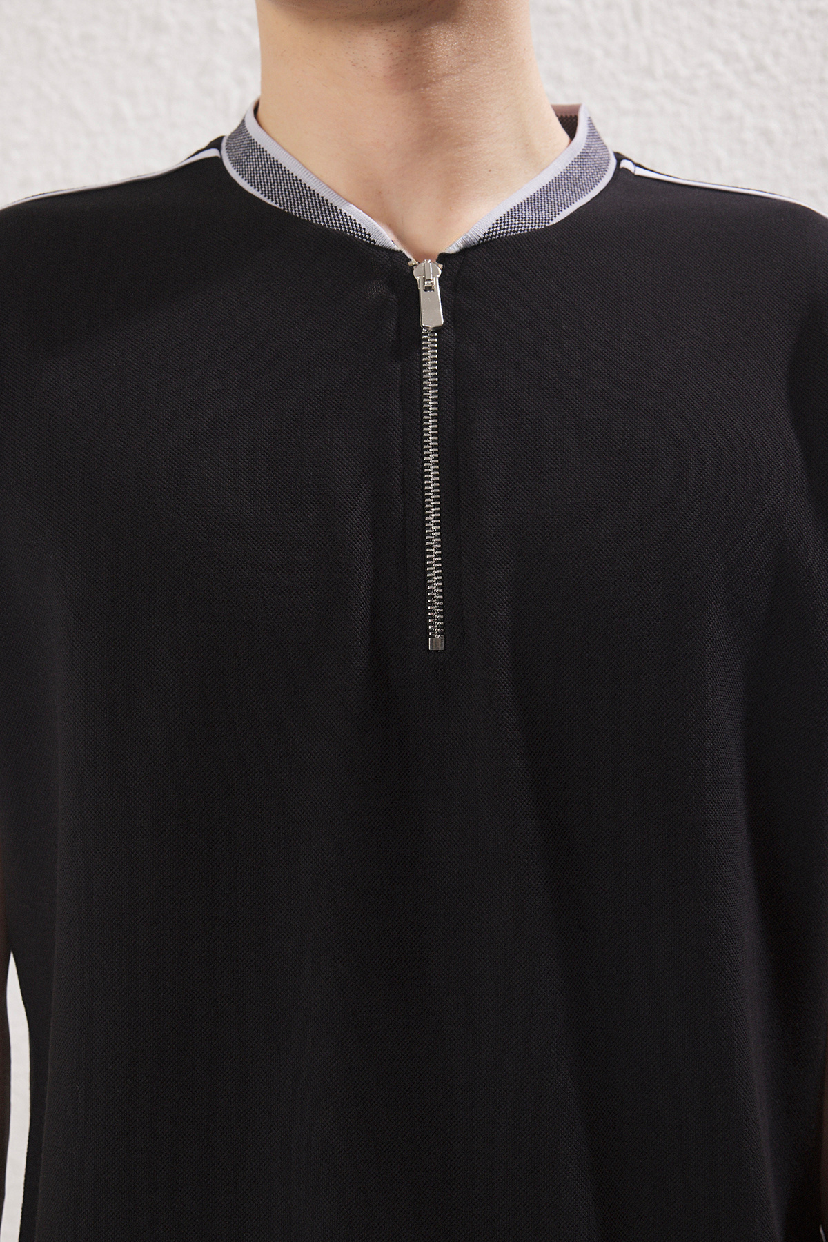 Trendyol Collection-Black Polo Neck Ribbed T-Shirt - Regular Fit Tmnss25Po00016 3