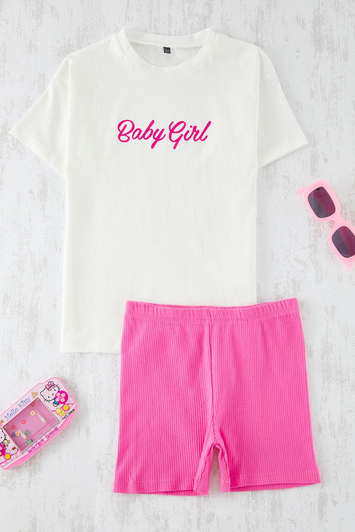 TRENDYOLKIDS Ecru Slogan Dzianinowy Kombinezon Z Górą I Dółem Tkdss25au00065 Kobieta - 7–8 years