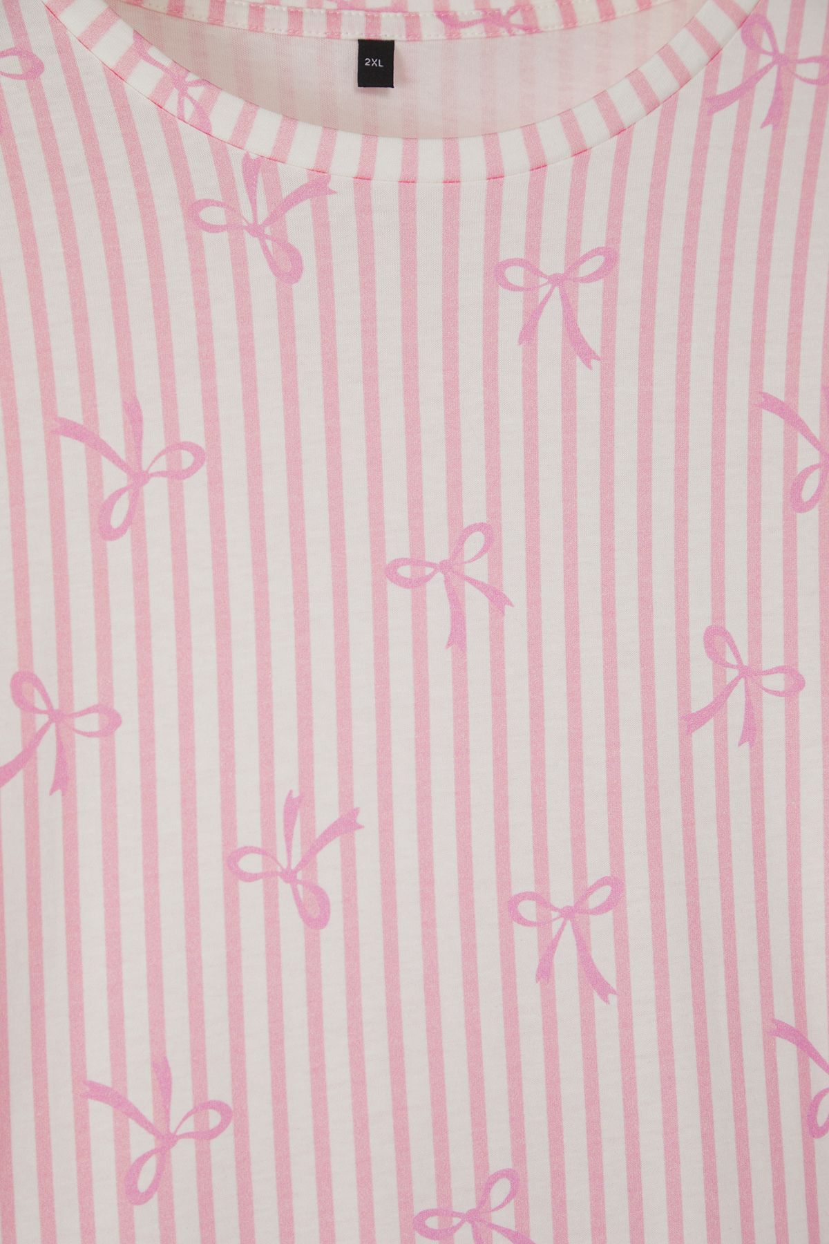 Trendyol Curve-2er-Pack grau-rosa gestrickte Nachthemden – Schleifen-/Bandmuster TBBSS25CH00008 4