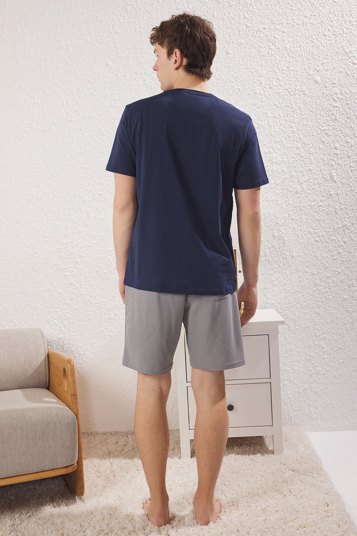 Trendyol Collection-Темно-синій сірий піжамний комплект Orme Regular Fit з текстурованим сортуванням TMNSS25PT00021 4
