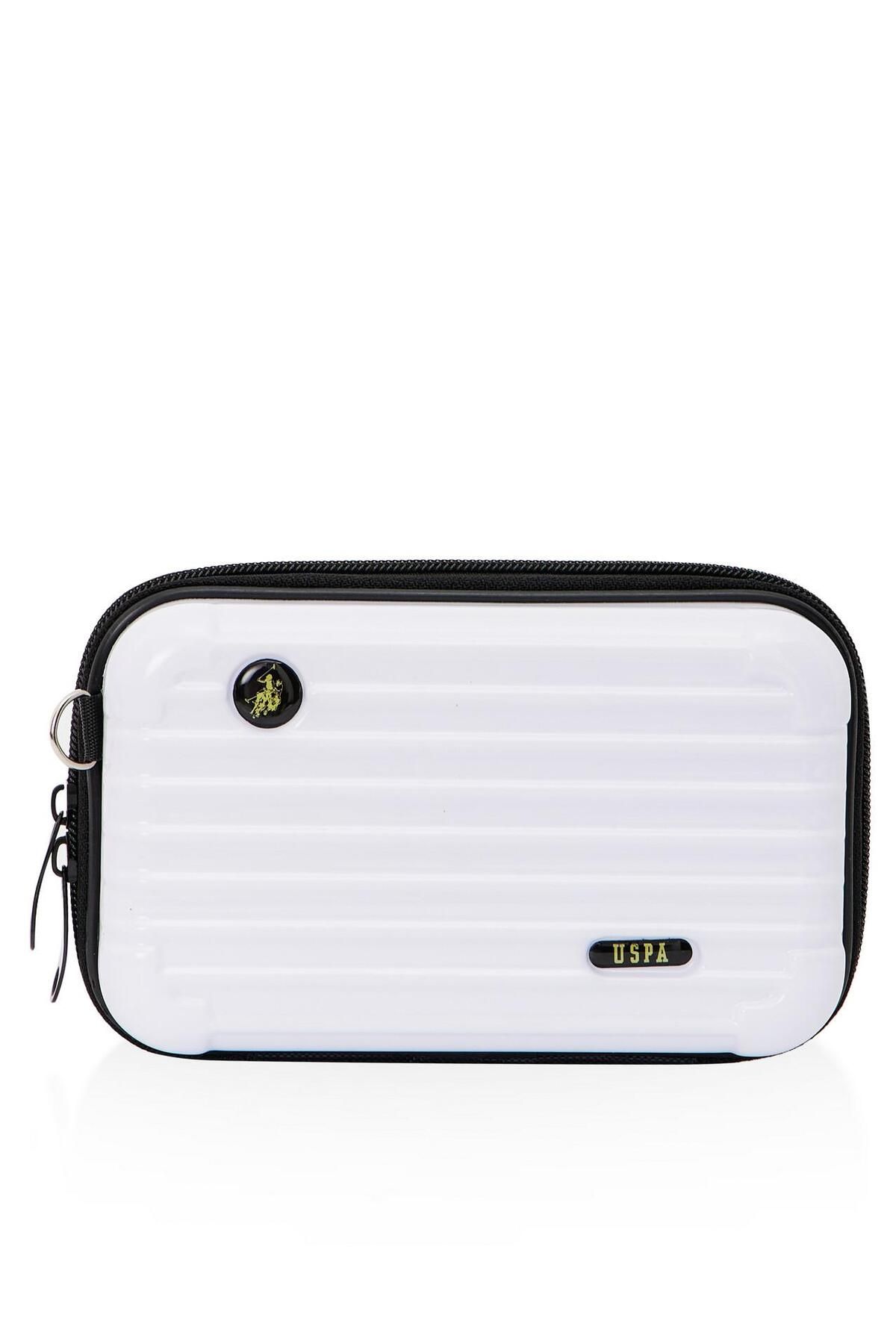 کیف پورتفولیو و کلچ خاکستری زنانه کیسه آرایش سفید اورجینال U.S. Polo Assn.