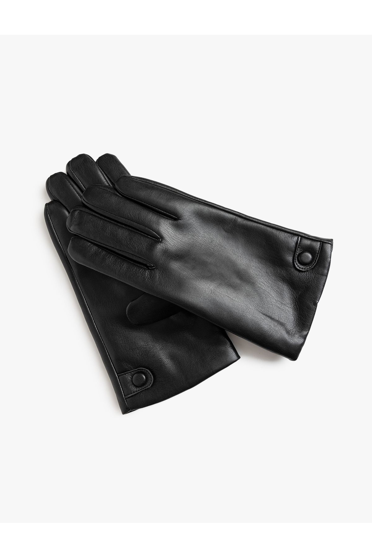 Koton-Faux Leather Gloves with Snap Button Detail 2