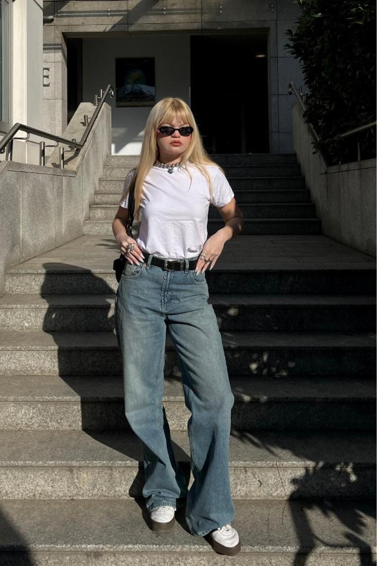 bases. Kadın Wide Leg Geniş Paça Jean Pantolon