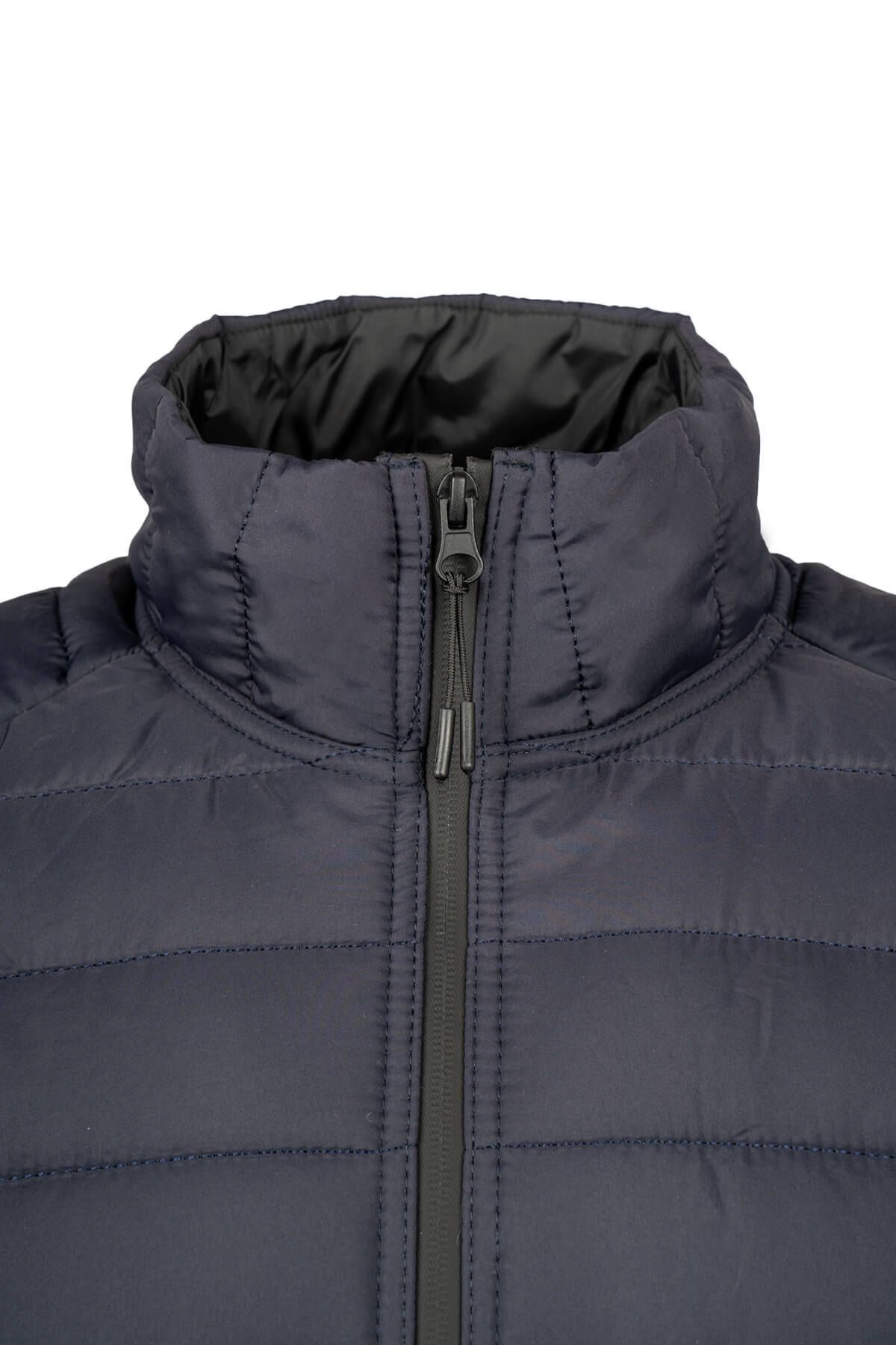 Hatemoğlu-Navy Blue Regular Fit Judge Collar Puffer Jacket 3