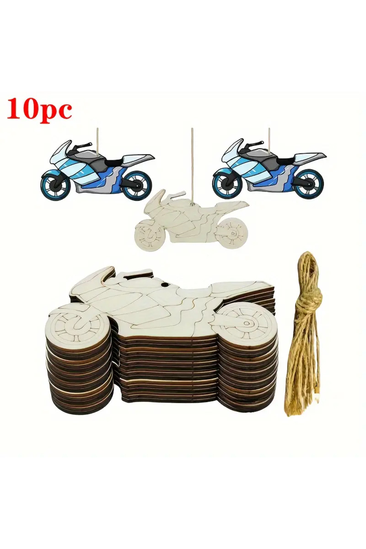 Minik Yarışçılar İçin 10 Adet Ahşap Motosiklet Boyama Seti+ 6lı Akrilik Boya+ 2 Fırça 3