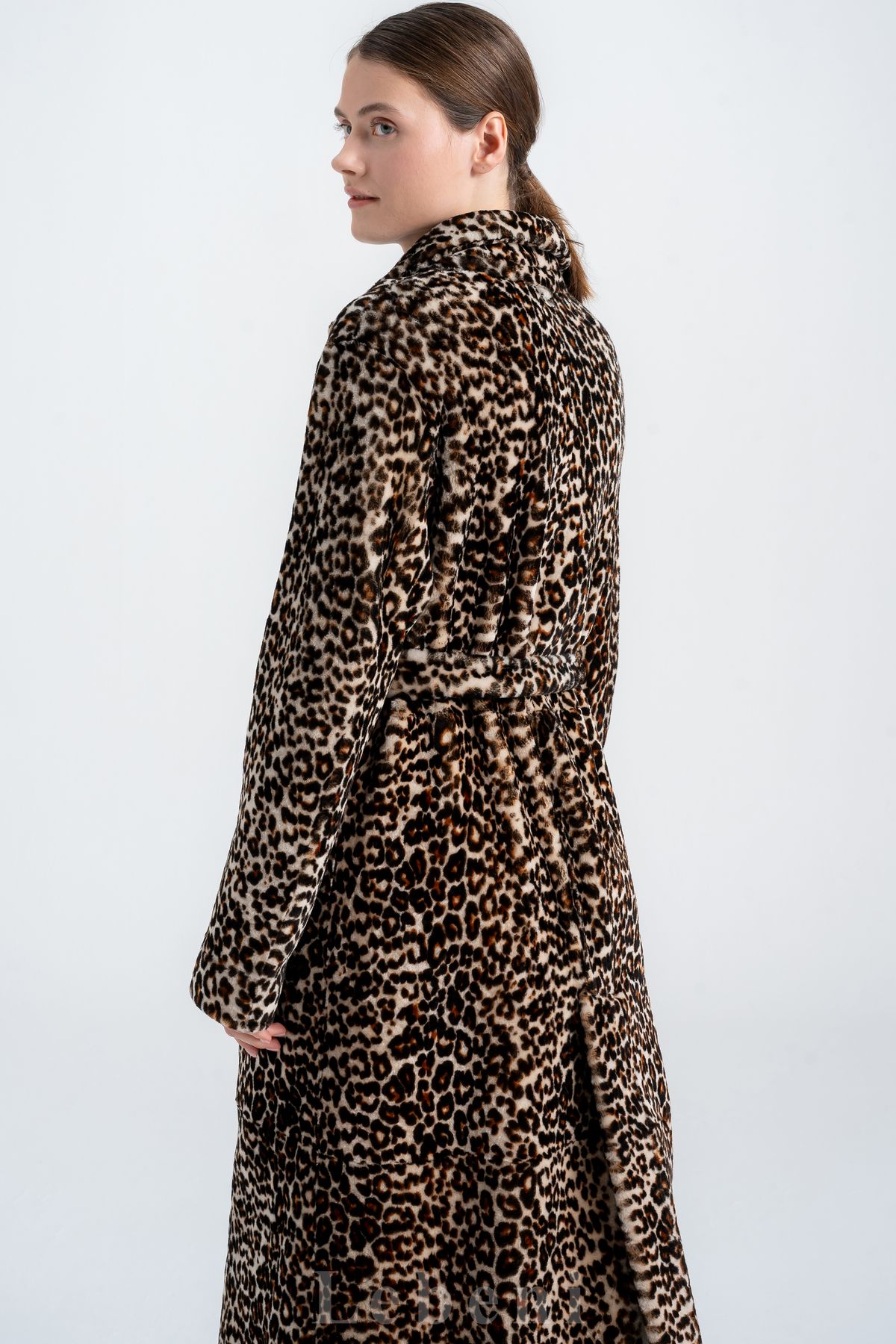 Lebeni-Leopard Printed Lamb Fur Coat - Leopard Printed Shearling Coat 6