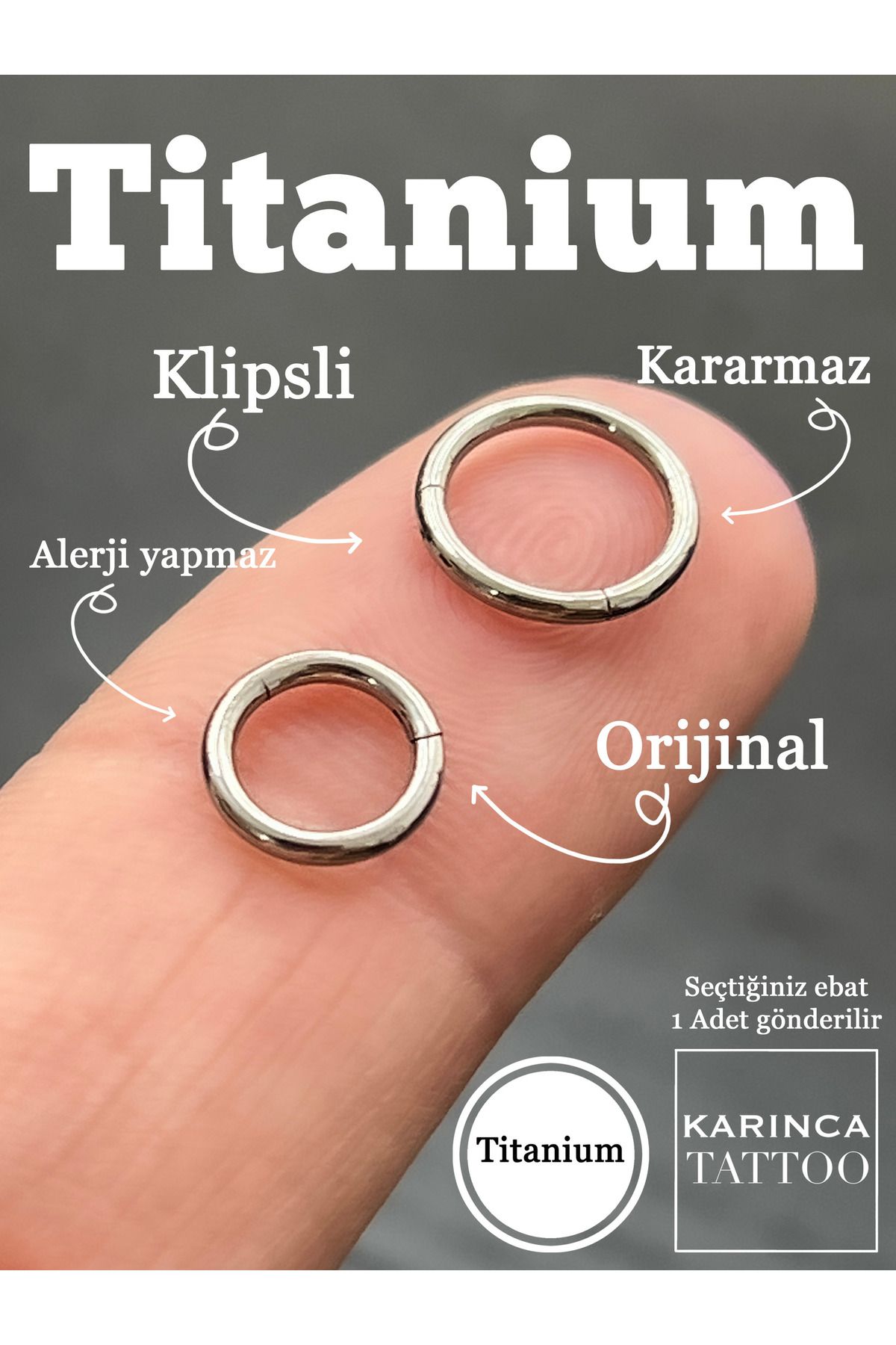 Karınca Piercing-Piercing & Body Art - Titanium Full Ring, Tragus, Helix, Rook, Daith, Snug, Eyebrow, Smiley, Lip, Septum, Nostril, Nose 1