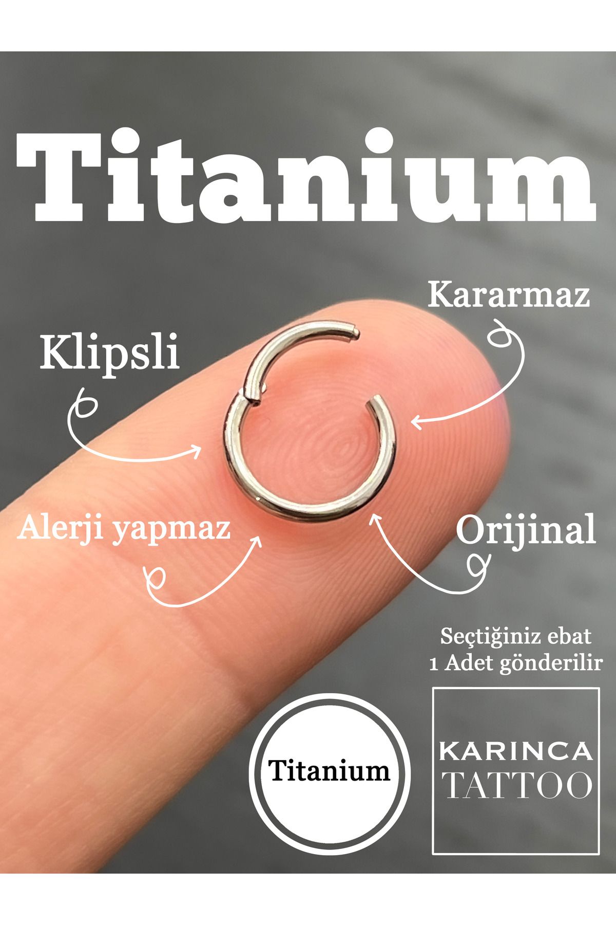 Karınca Piercing-Piercing & Body Art - Titanium Full Ring, Tragus, Helix, Rook, Daith, Snug, Eyebrow, Smiley, Lip, Septum, Nostril, Nose 2