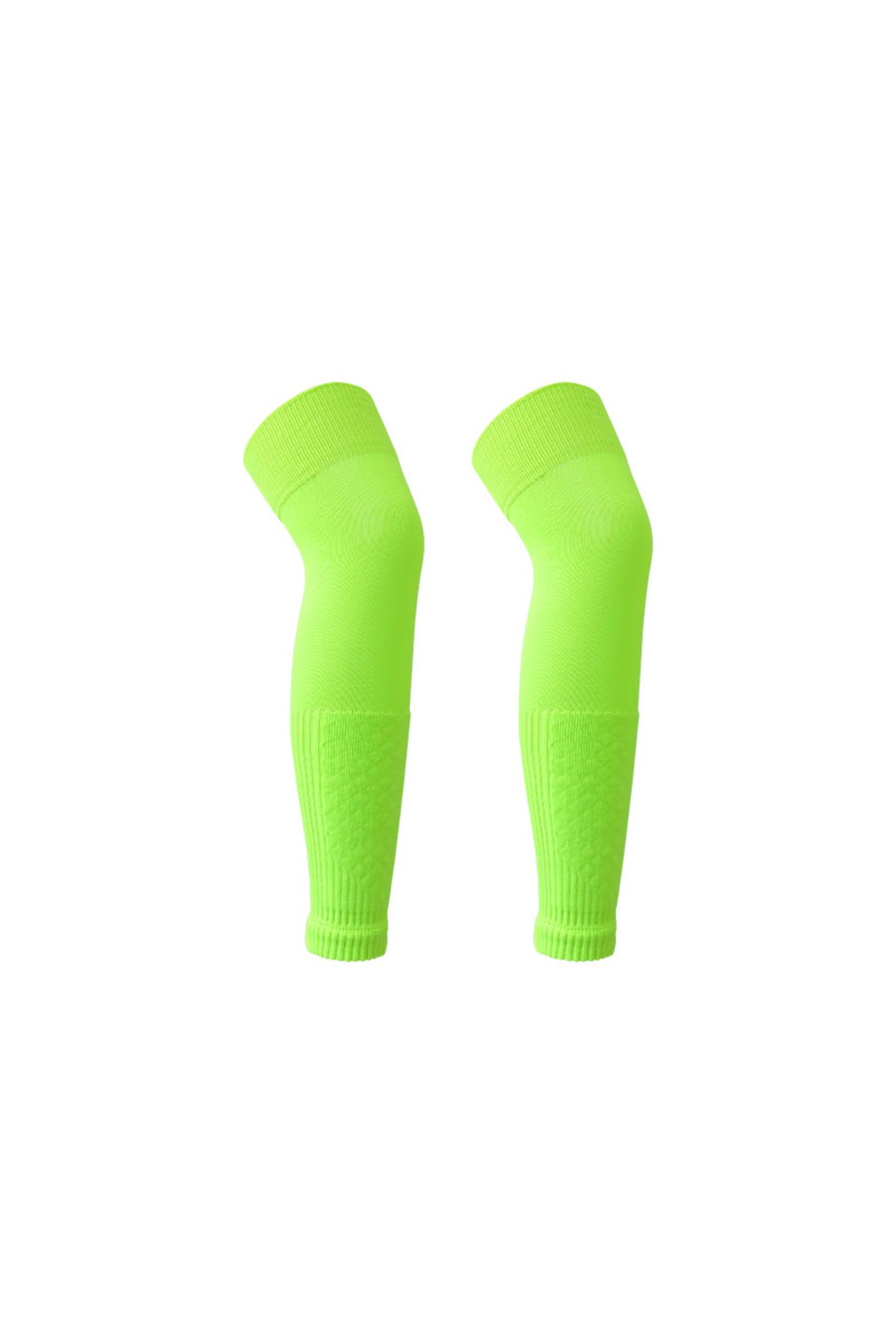 Choice-L(Over 45kg) Fluorescent Green Adult Leg Warmers Elastic Soccer Shin Guard Calf Socks Over Knee Men 1