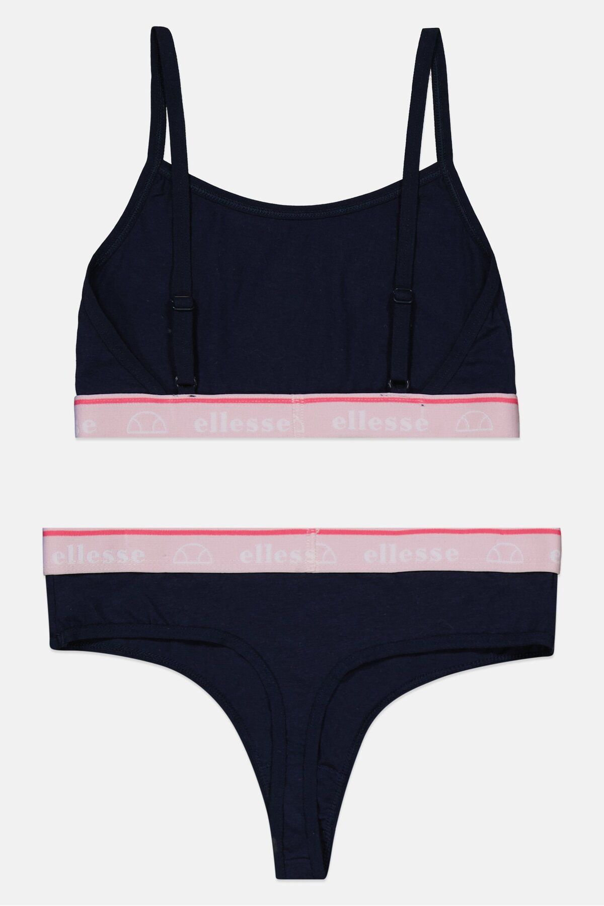 Ellesse-Women 2 Pcs Brand Logo Bralette And Thong Set, Navy 2