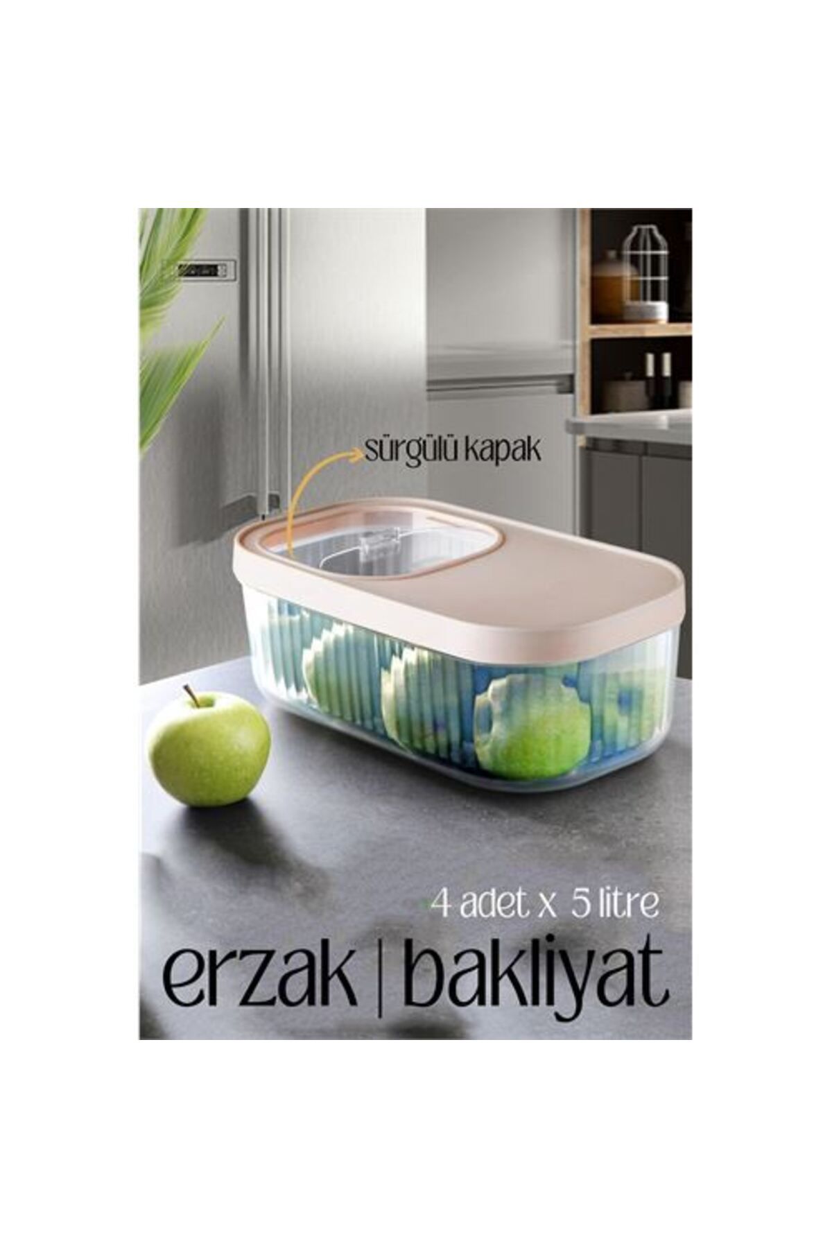 BEŞMİNARE DKTT MultiBox Erzak Bakliyat Kutusu Sürgülü Kapak 5 Litre 4 ADET