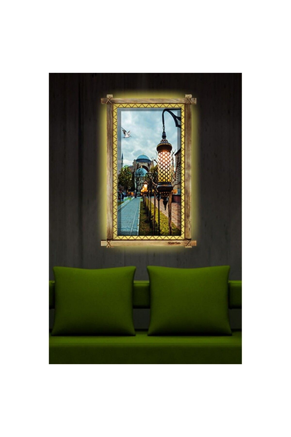 sheron style Kanvas İstanbul Led Işıklı Rustik Tablo