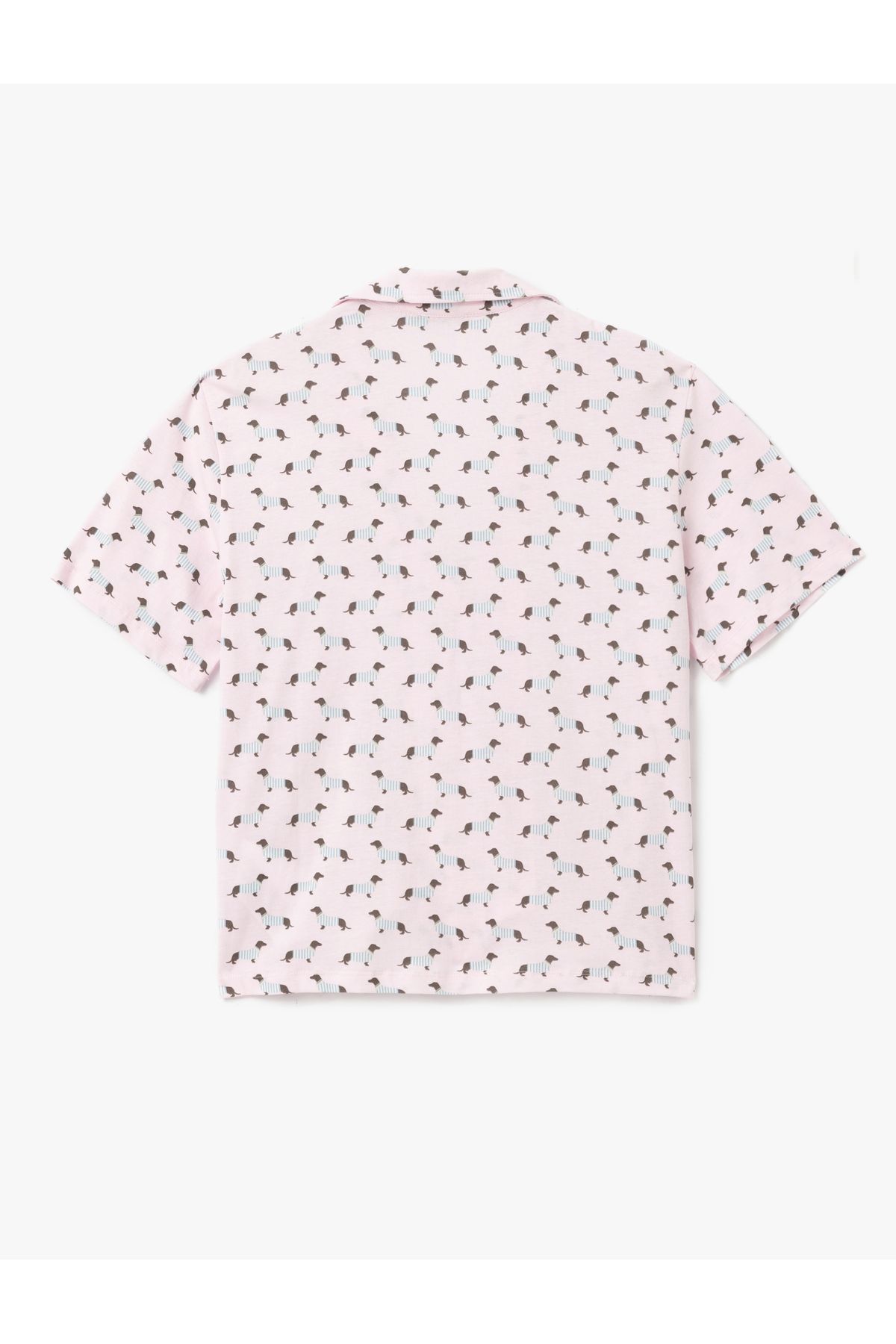Koton-Set de pijamale cu guler de cămașă din bumbac cu mânecă scurtă cu imprimeu grafic pentru câini 5