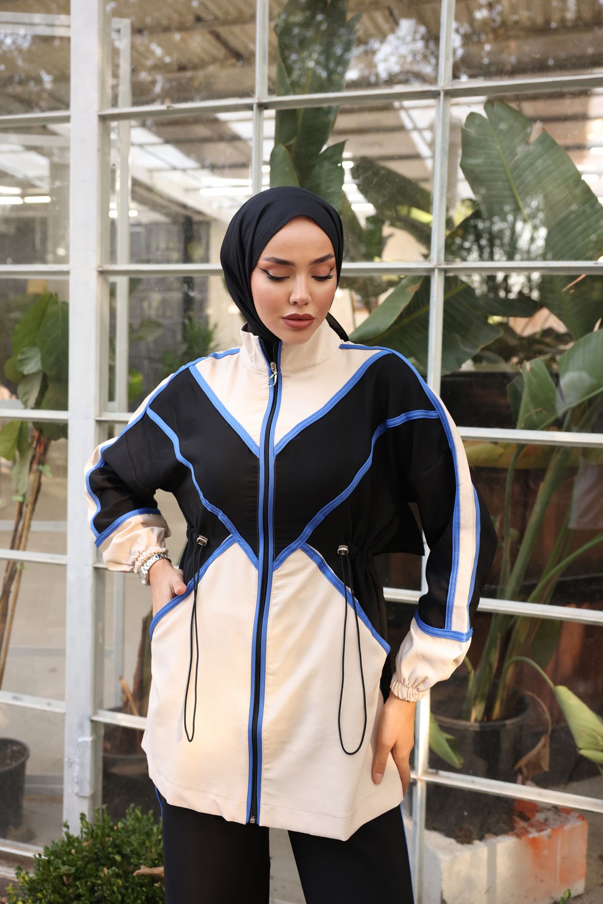 MİMİ Luxury Wear-Zippered Hijab Tracksuit Set - Set of Two 2