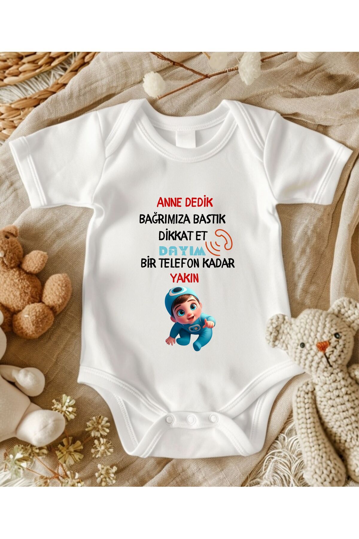 lupi yazılı zıbın hediye yenidoğan anne baba hala yenge amca dayıya