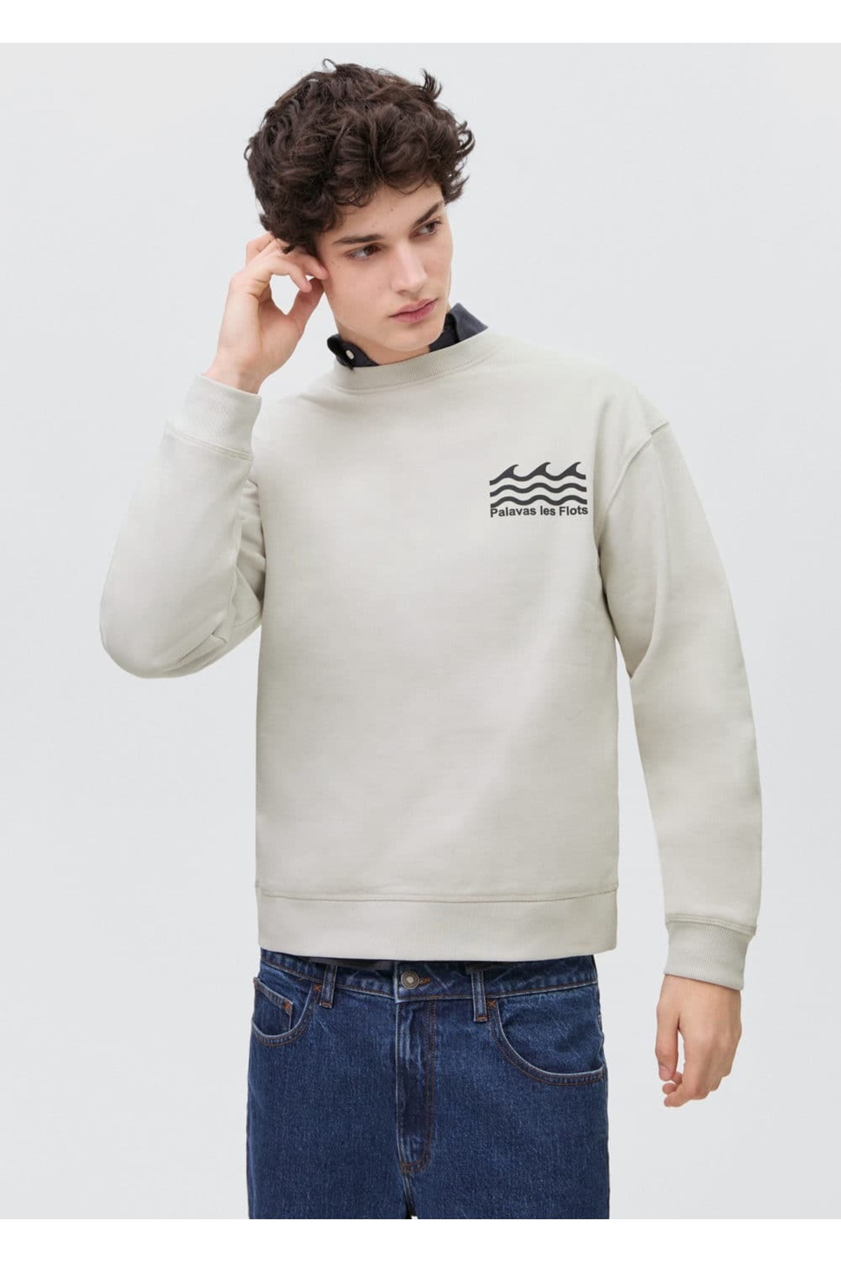 Desenli pamuklu sweatshirt