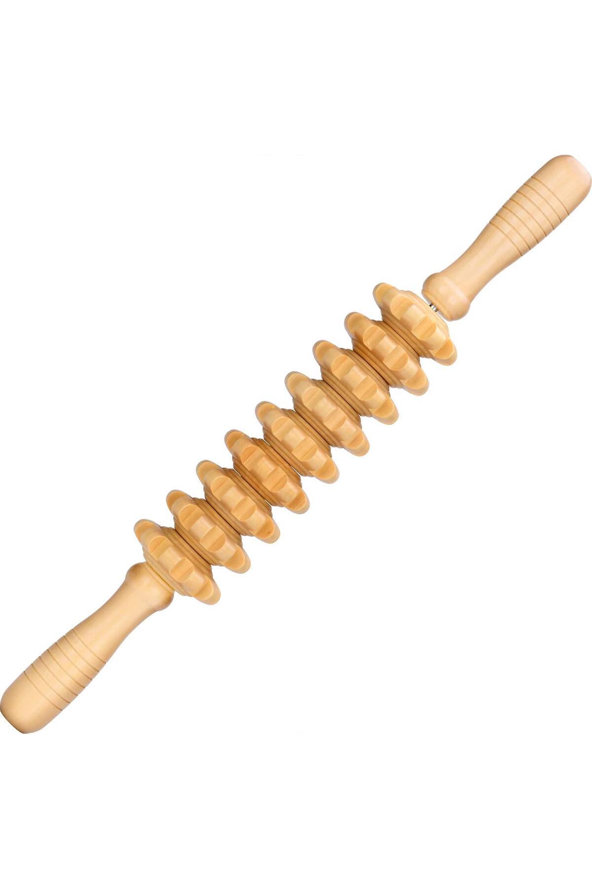 valkyrie Medikal Ahşap Masaj Merdanesi Bel Boyun Sırt Bacak Masaj Aleti Selült Giderici 1. Kalite