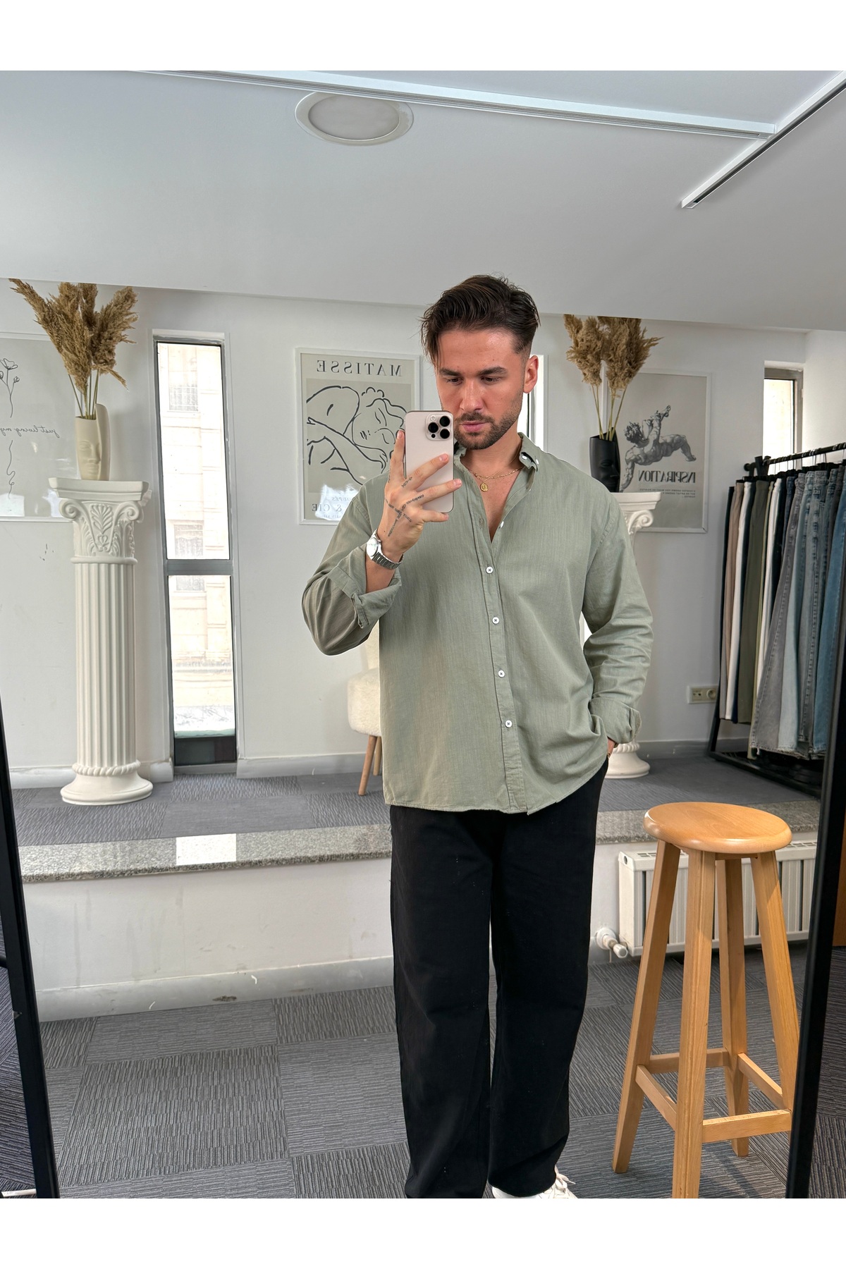 UTTBASİC  Giesto Oversize Fresh Keten Gömlek - Görsel 5