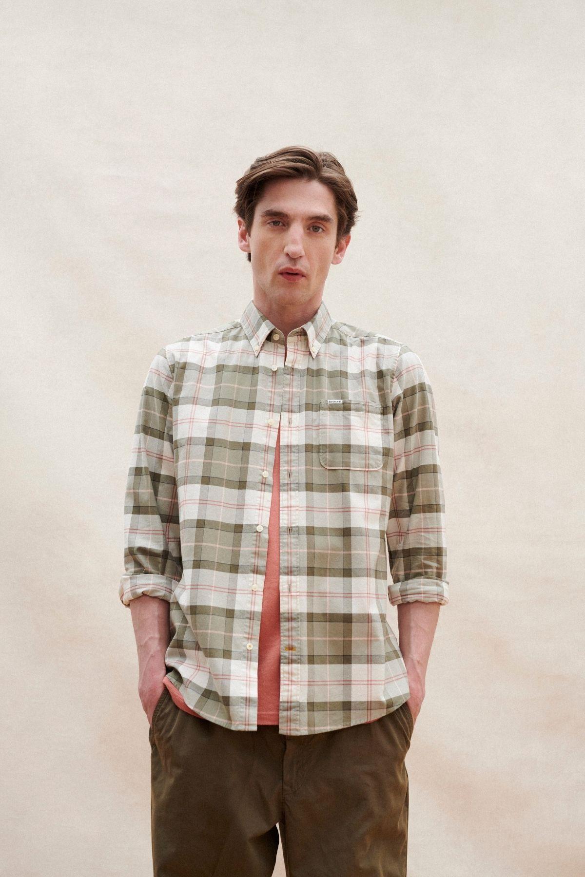 پیراهن مردانه شطرنجی آستین بلند | باربور Barbour MSH5070-TN24 - تصویر 5