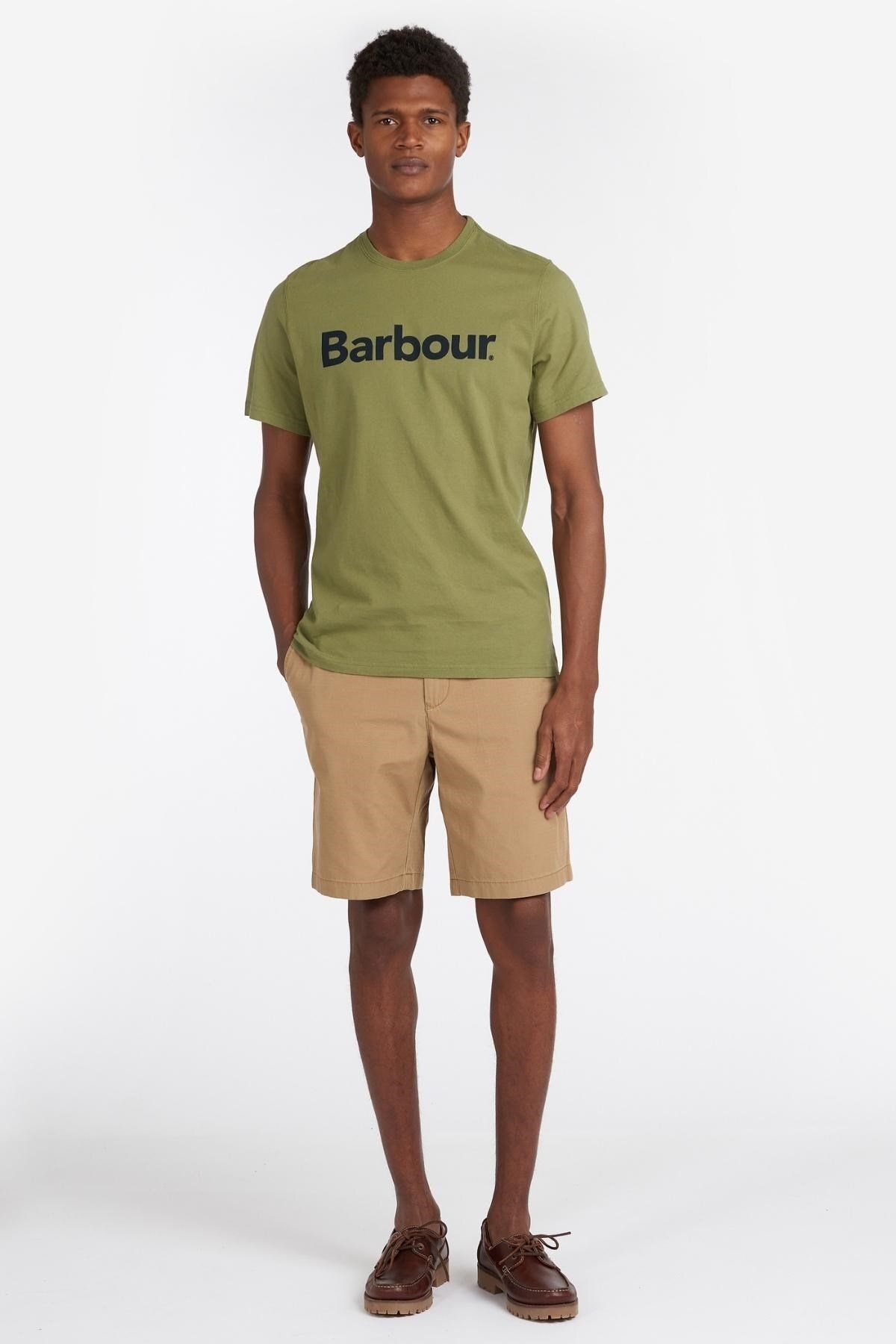تی شرت سبز مردانه آرم OL39 Burkt Olive Barbour